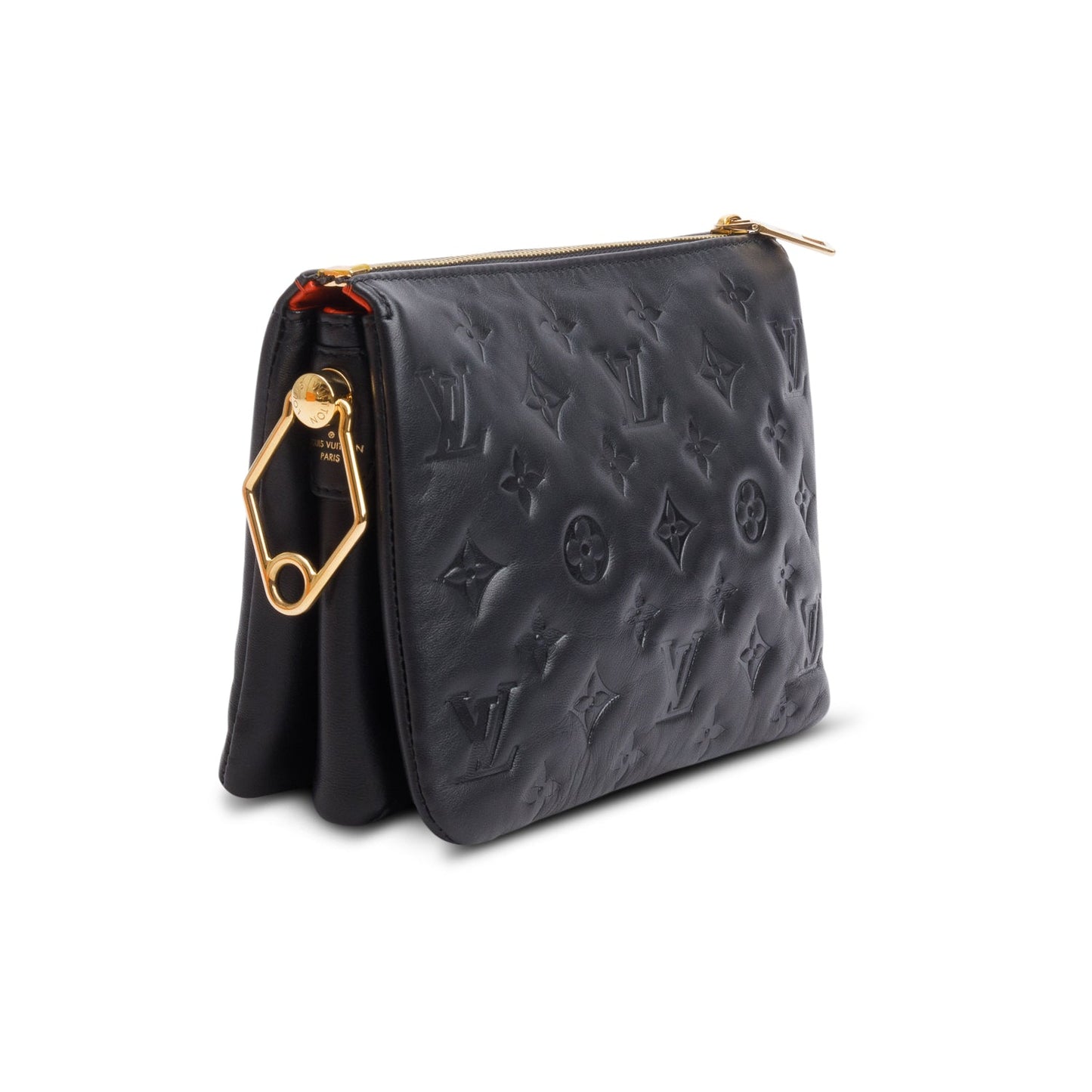 Louis Vuitton Black Lambskin Embossed Monogram Coussin BB