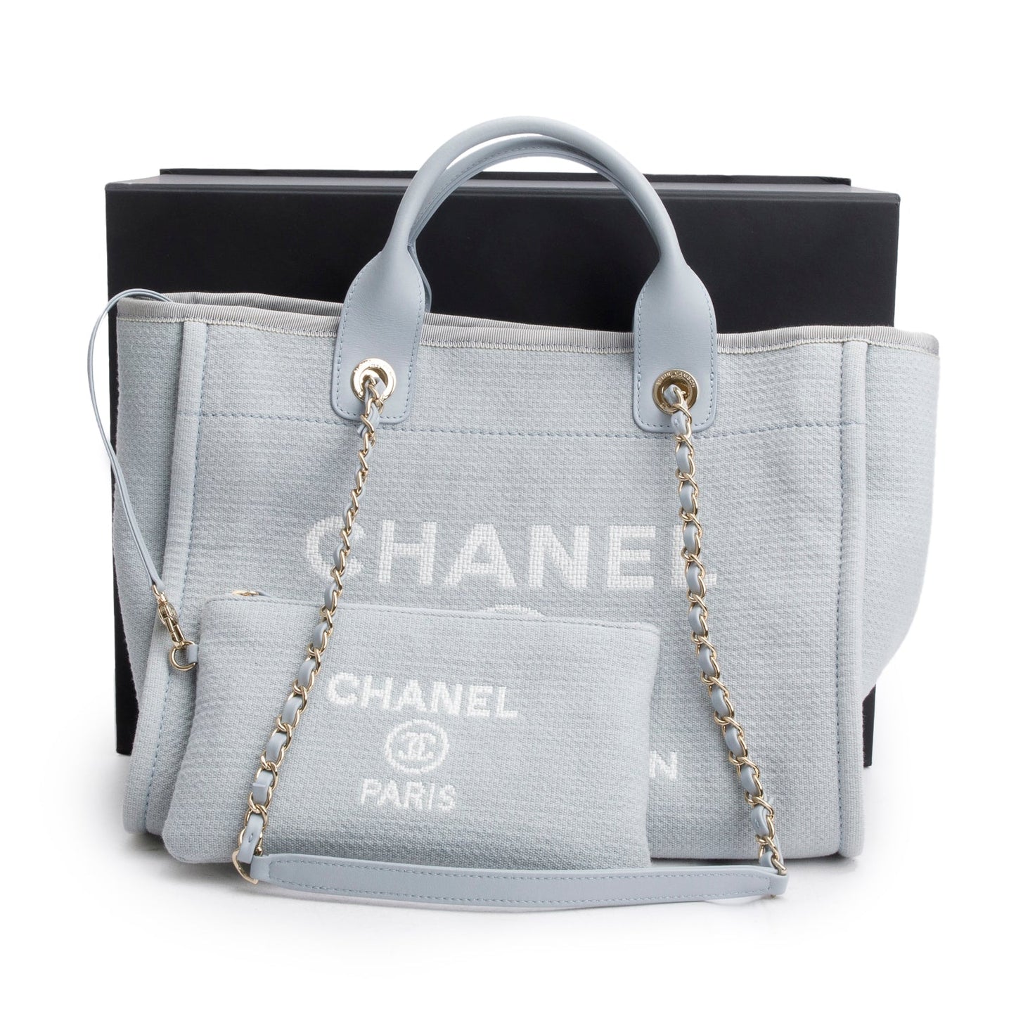 Chanel Blue Mixed Fibers Small Deauville Tote