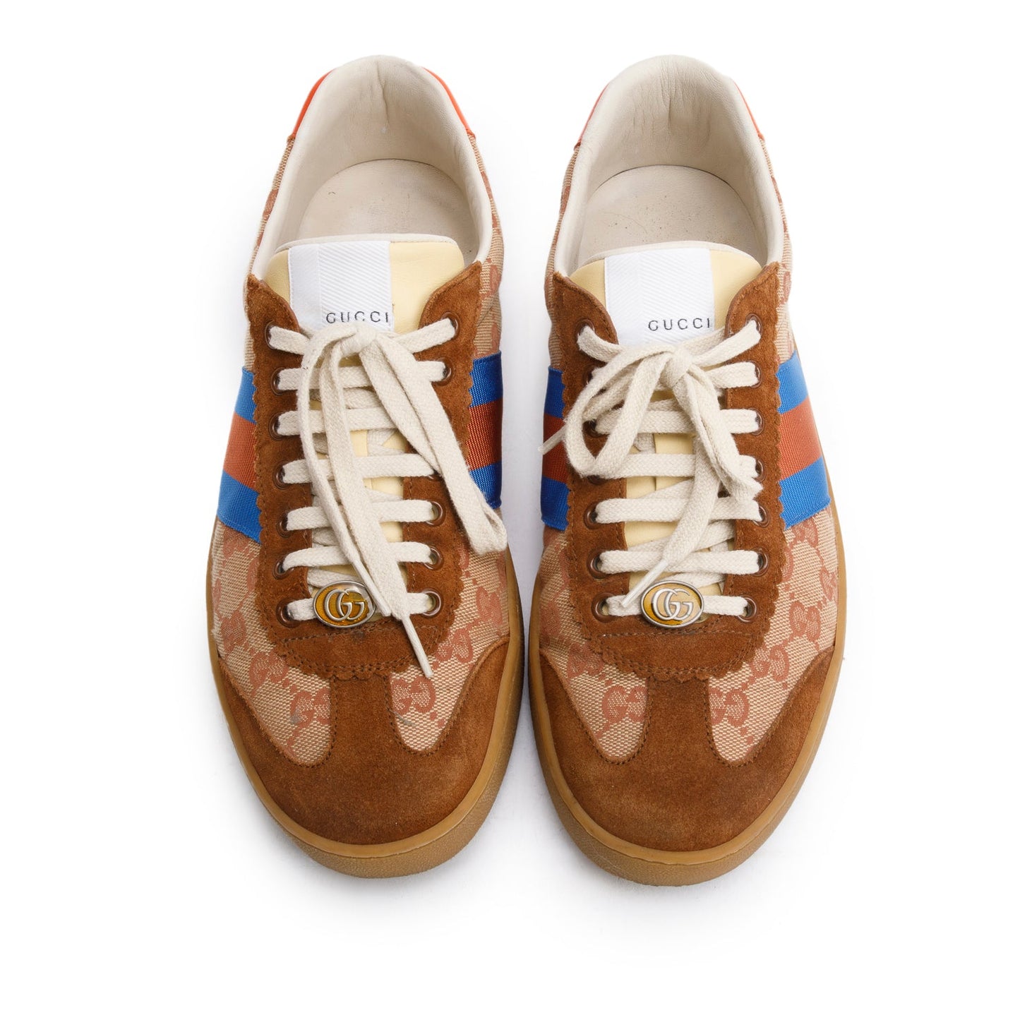 Gucci Brown Suede GG Canvas Web G74 Sneakers, Men's Size 9.5