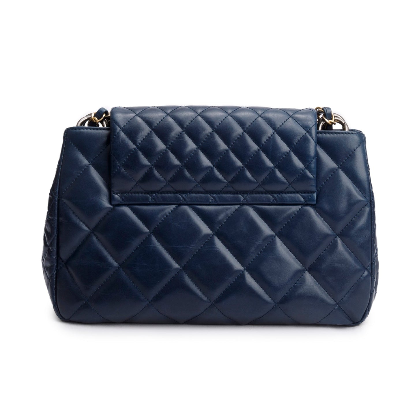Chanel Navy Aged Calfskin Quilted Daily Walk Accordion Flap Shoulder Bag