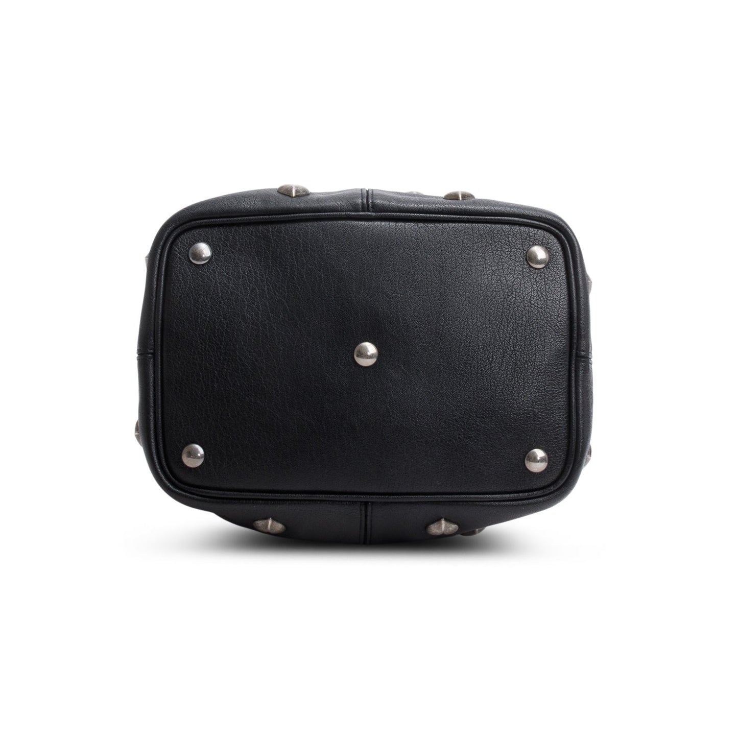 Saint Laurent 2022 Black Lambskin Heart Studded Riva Medium Bucket Bag