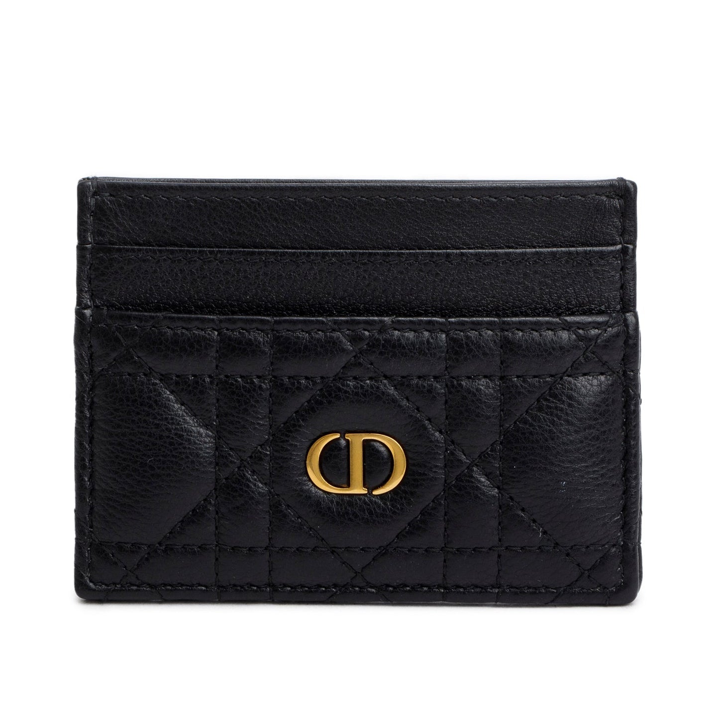 Christian Dior 2023 Black Supple Cannage Leather Caro Freesia Card Holder