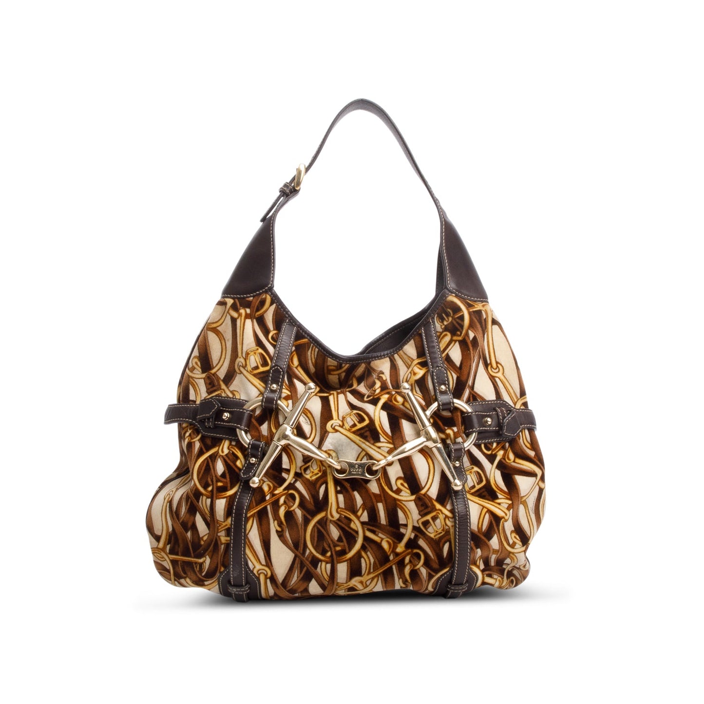 Gucci Brown Velvet Horse Bit 85th Anniversary Edition Large Hobo Bag