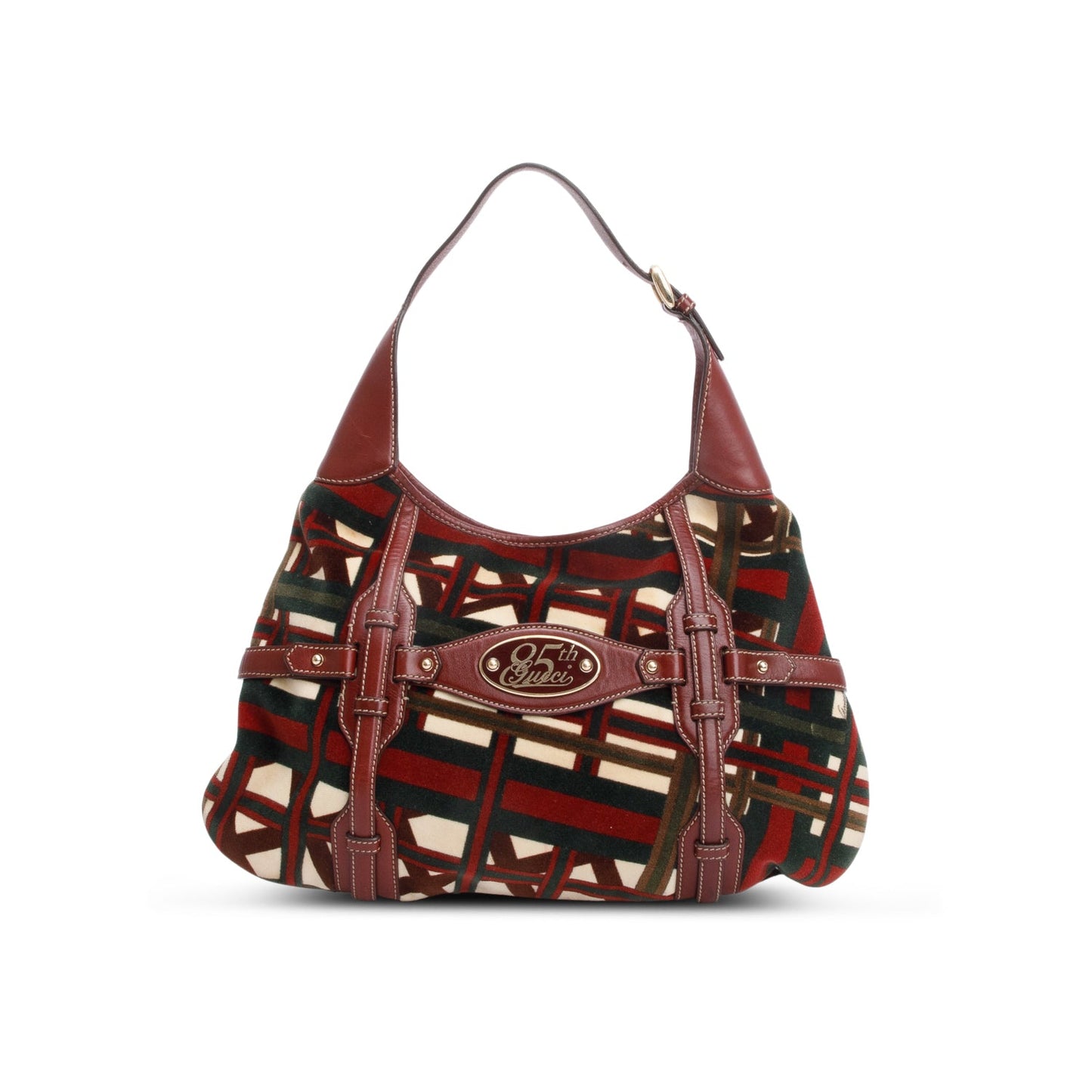 Gucci Red Velvet Horse Bit 85th Anniversary Edition Small Hobo Bag