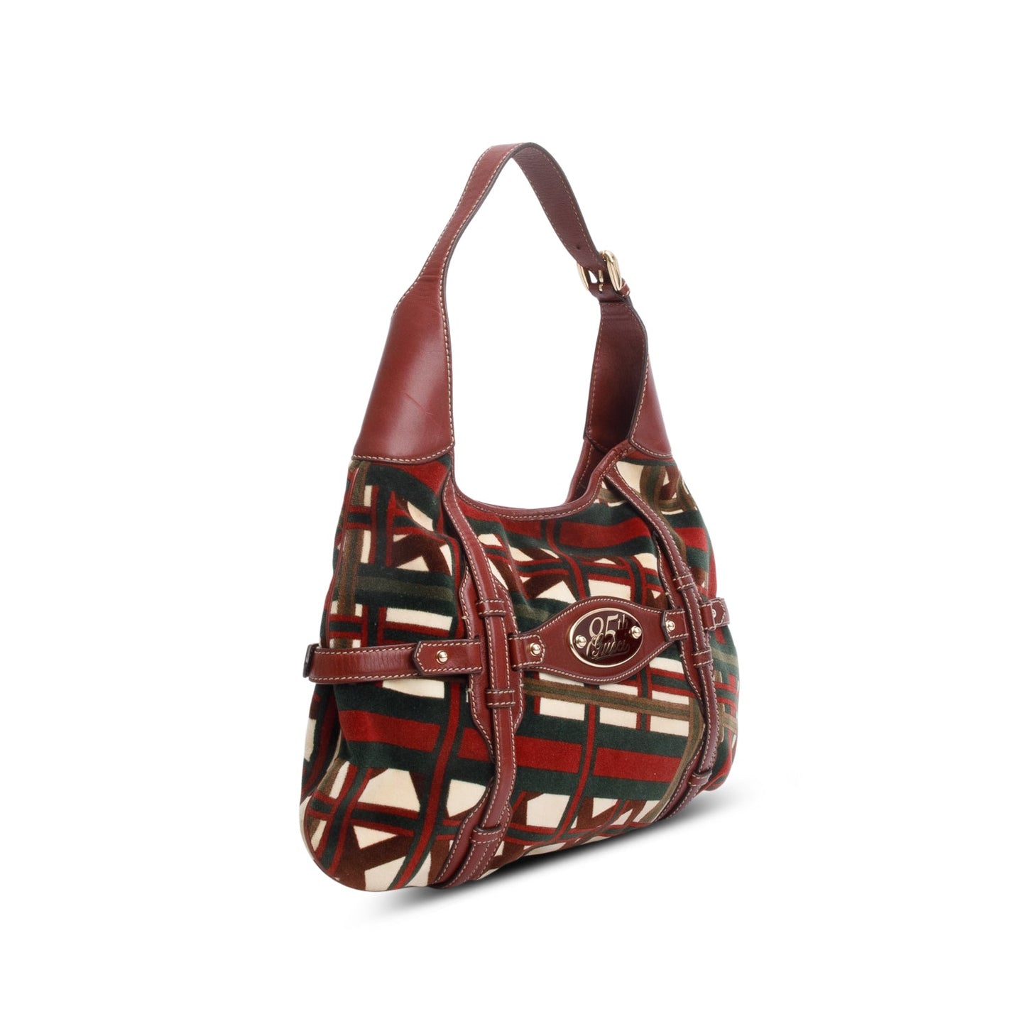 Gucci Red Velvet Horse Bit 85th Anniversary Edition Small Hobo Bag