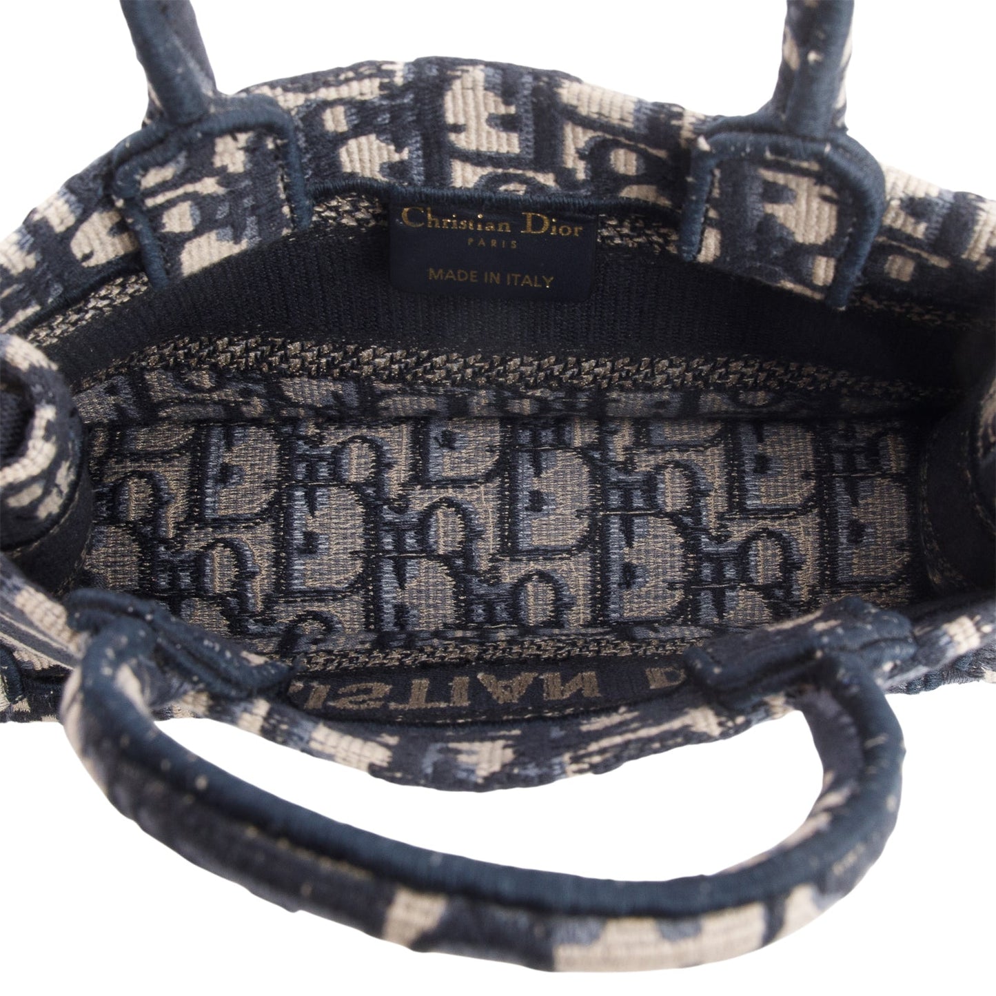 Christian Dior 2024 Blue Oblique Embroidered Mini Book Tote