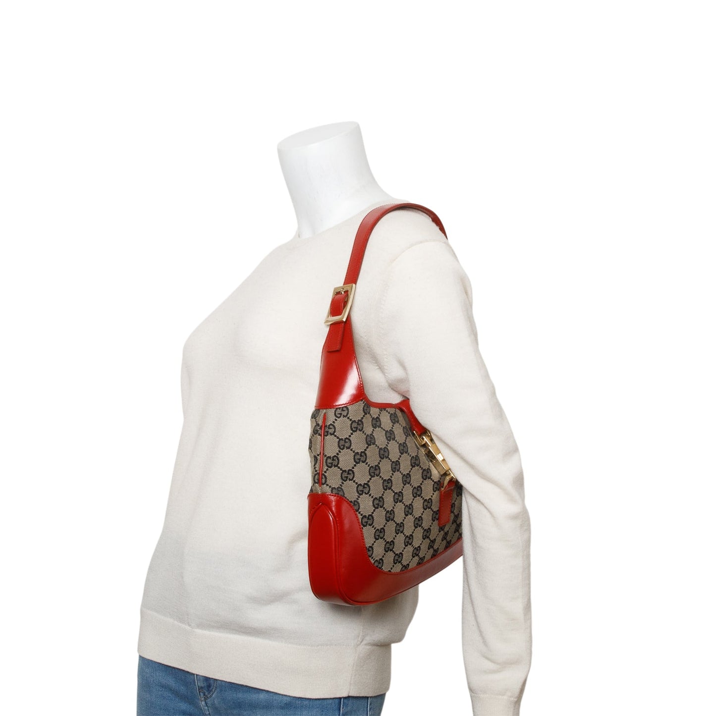 Gucci Vintage Beige GG Canvas Jackie O Shoulder Bag