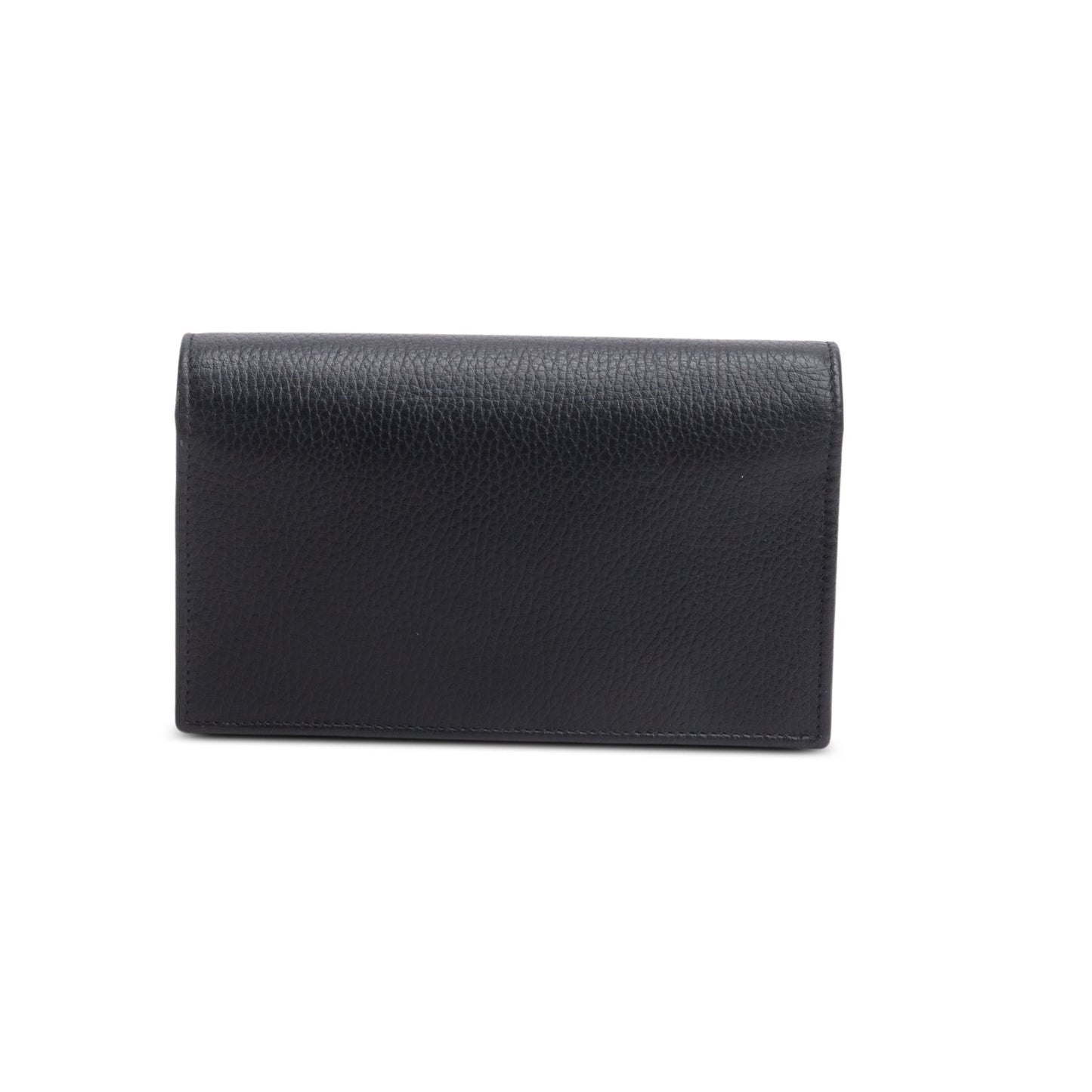 Gucci Black Leather Interlocking G Wallet on Chain