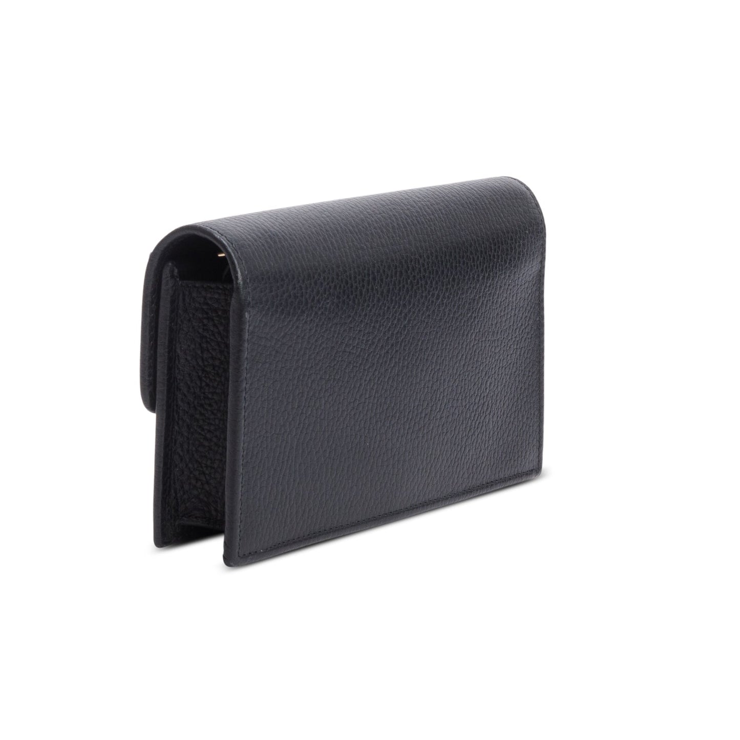 Gucci Black Leather Interlocking G Wallet on Chain