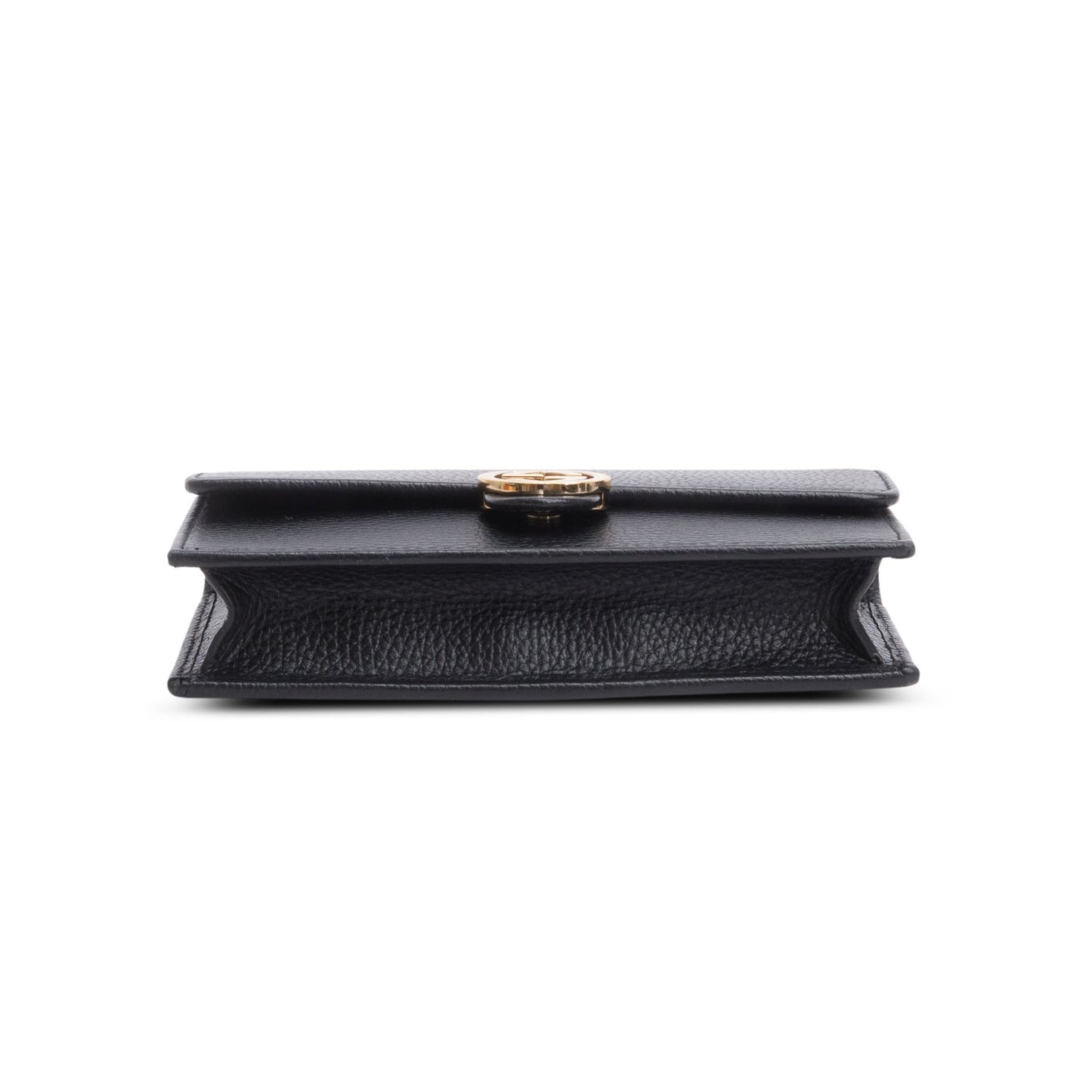 Gucci Black Leather Interlocking G Wallet on Chain