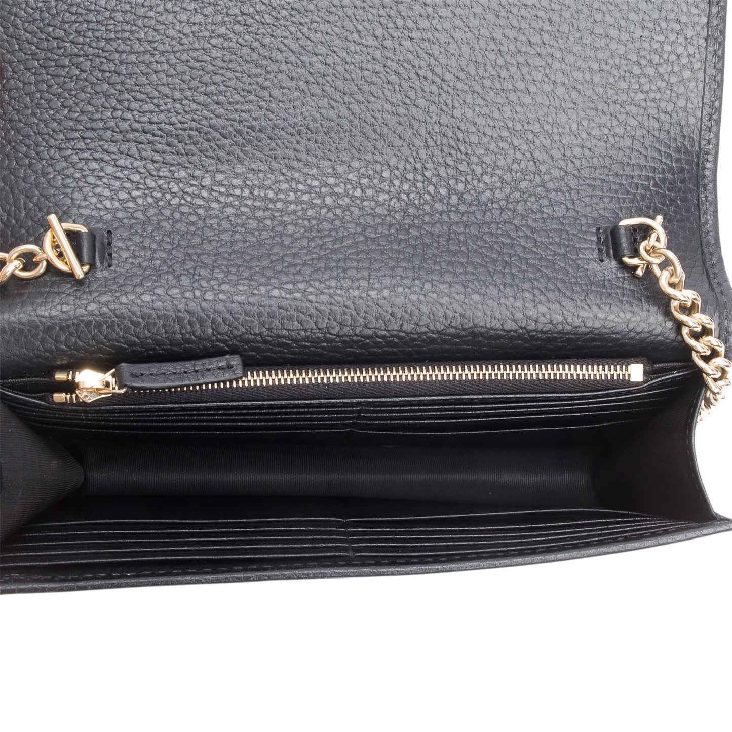 Gucci Black Leather Interlocking G Wallet on Chain