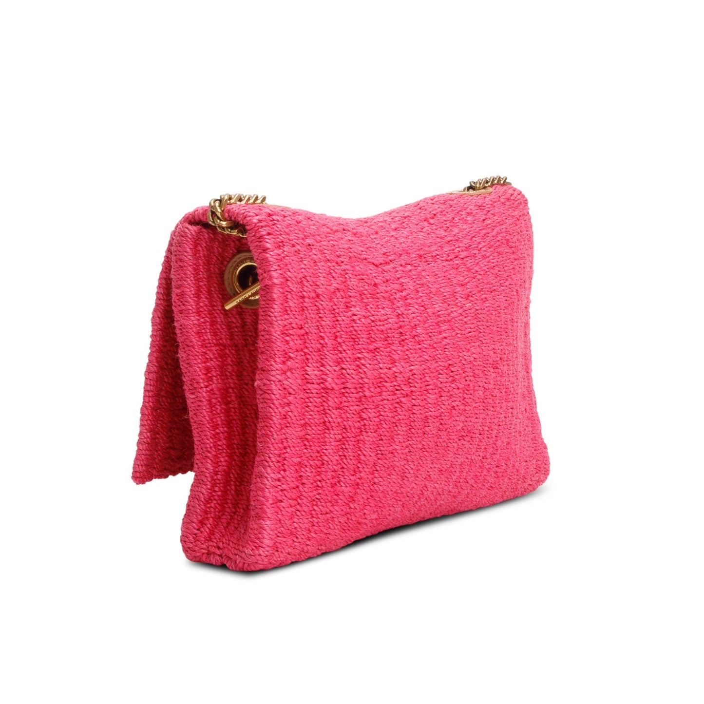 Saint Laurent 2023 Pink Raffia Medium Kate Chain Bag