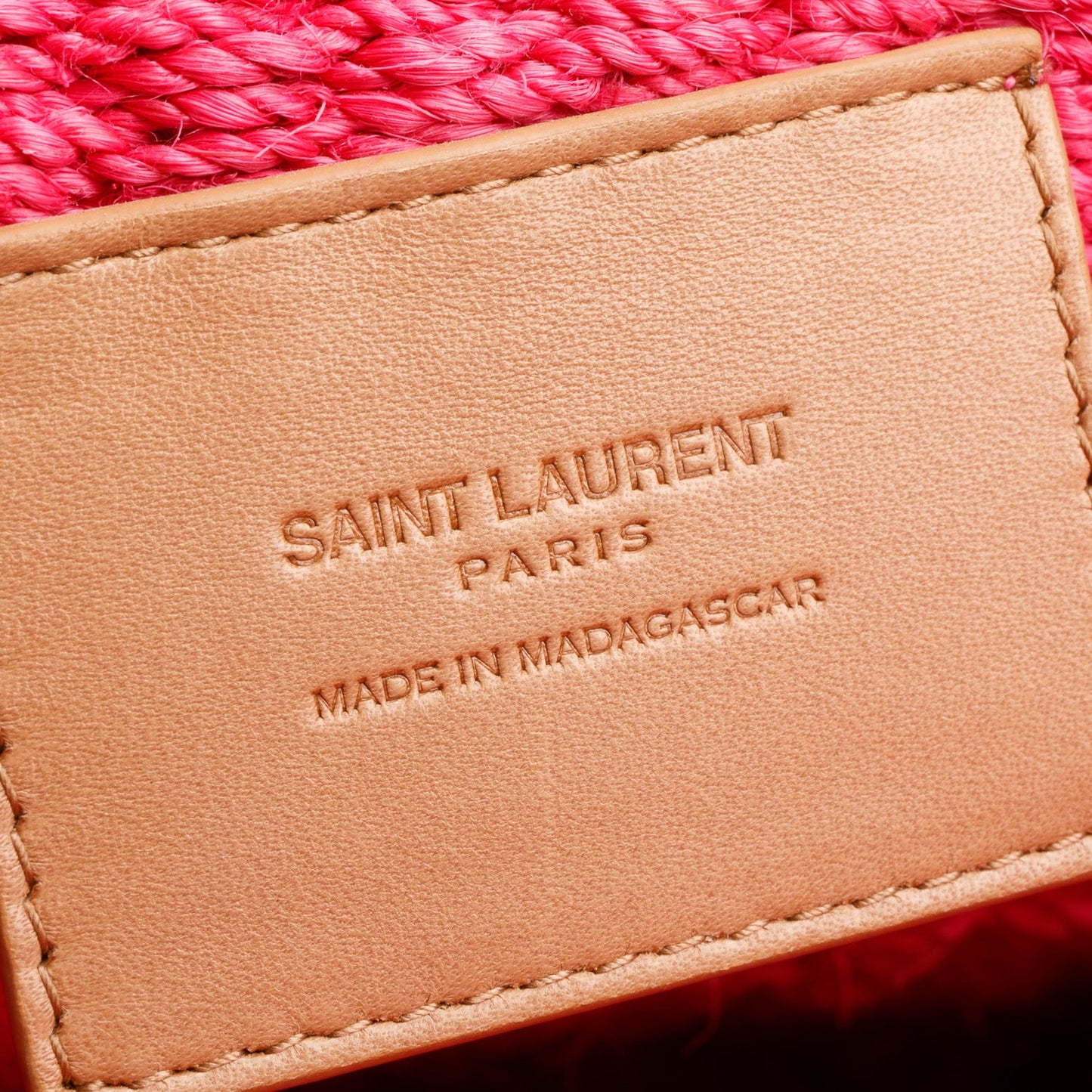 Saint Laurent 2023 Pink Raffia Medium Kate Chain Bag