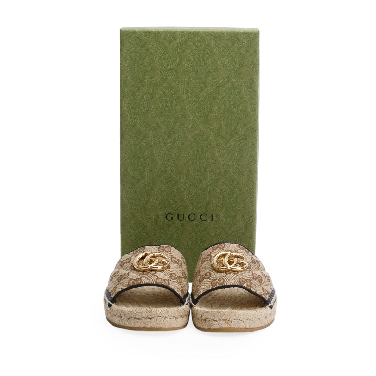 Gucci GG Matelasse Canvas Espadrille Sandals, Size 37.5