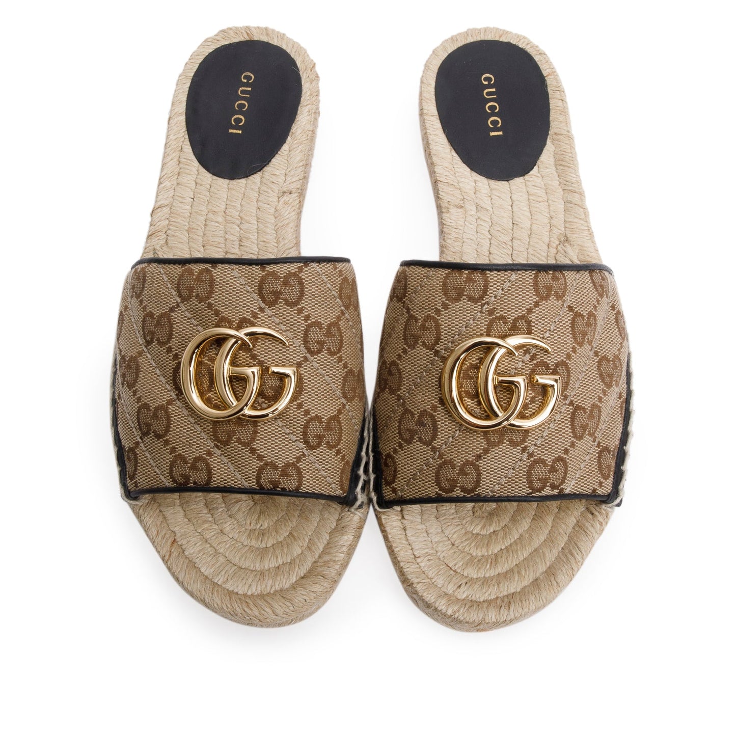 Gucci GG Matelasse Canvas Espadrille Sandals, Size 37.5