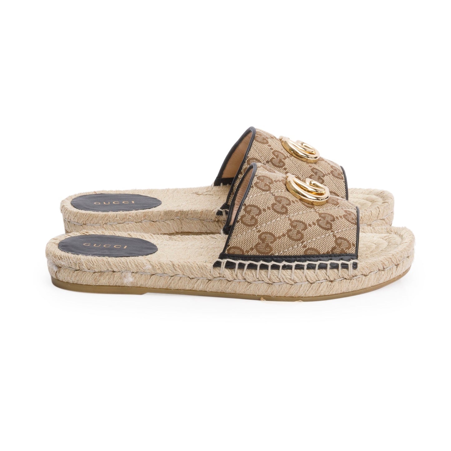 Gucci GG Matelasse Canvas Espadrille Sandals, Size 37.5