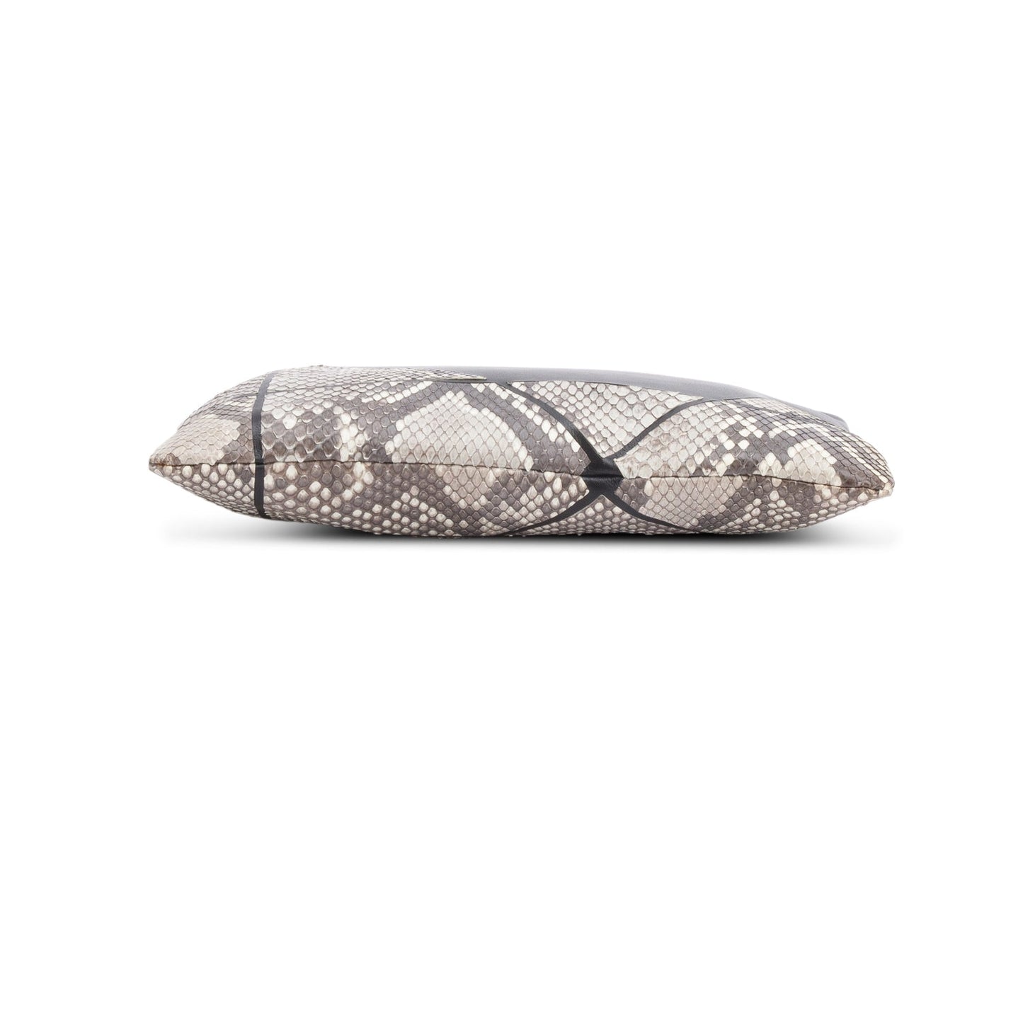 Christian Dior Grey Python Black Leather Trim Zip Pouch
