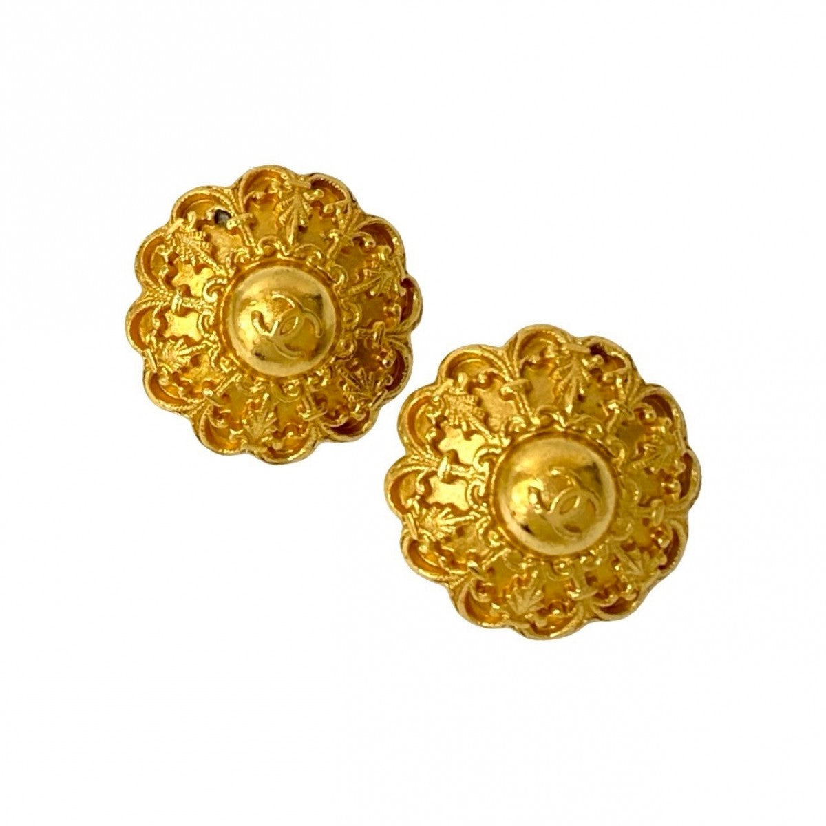 CHANEL Earring Gold Plated gold COCO Mark Women