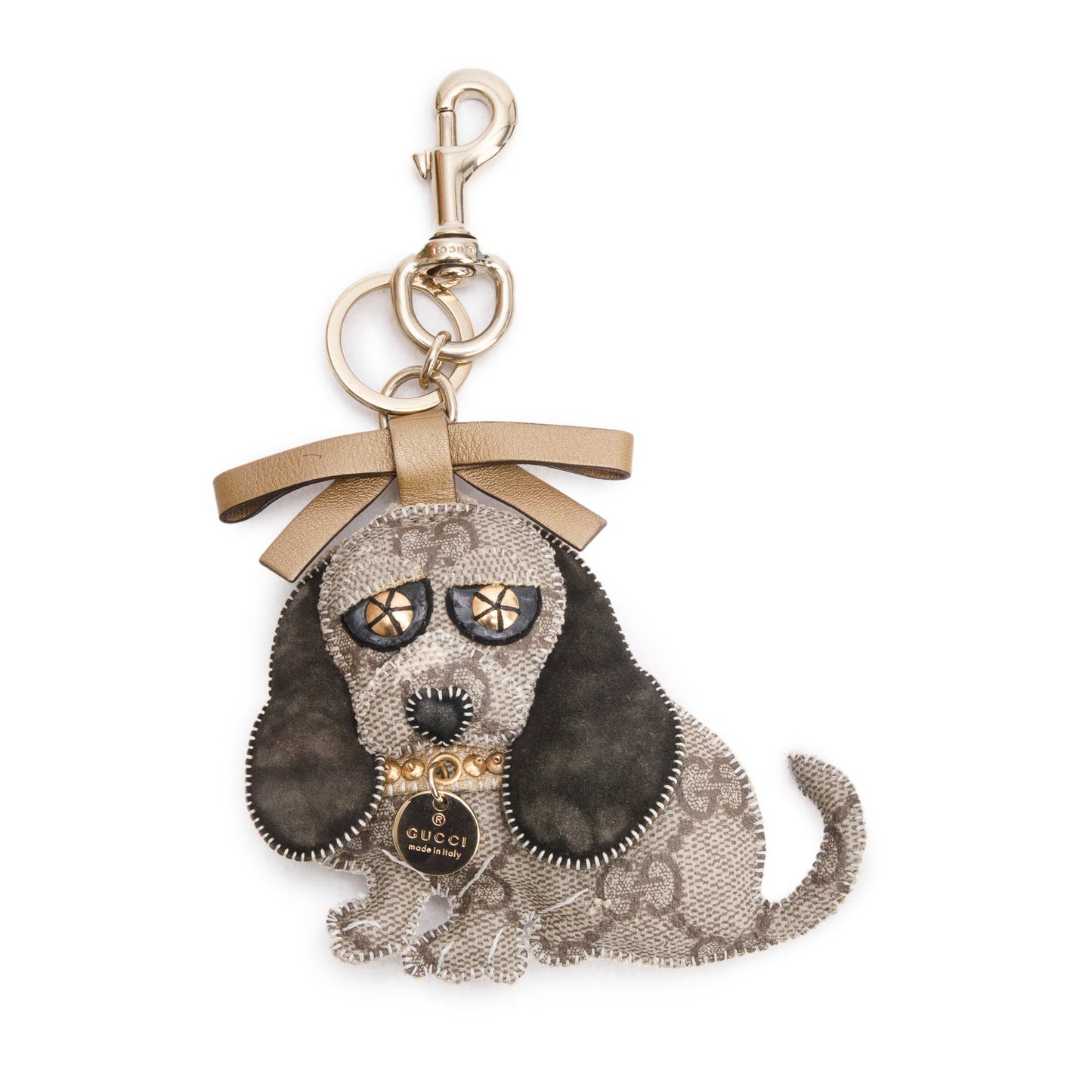 Gucci Gold Plated GG Supreme Sam Dog Bag Charm Key Chain