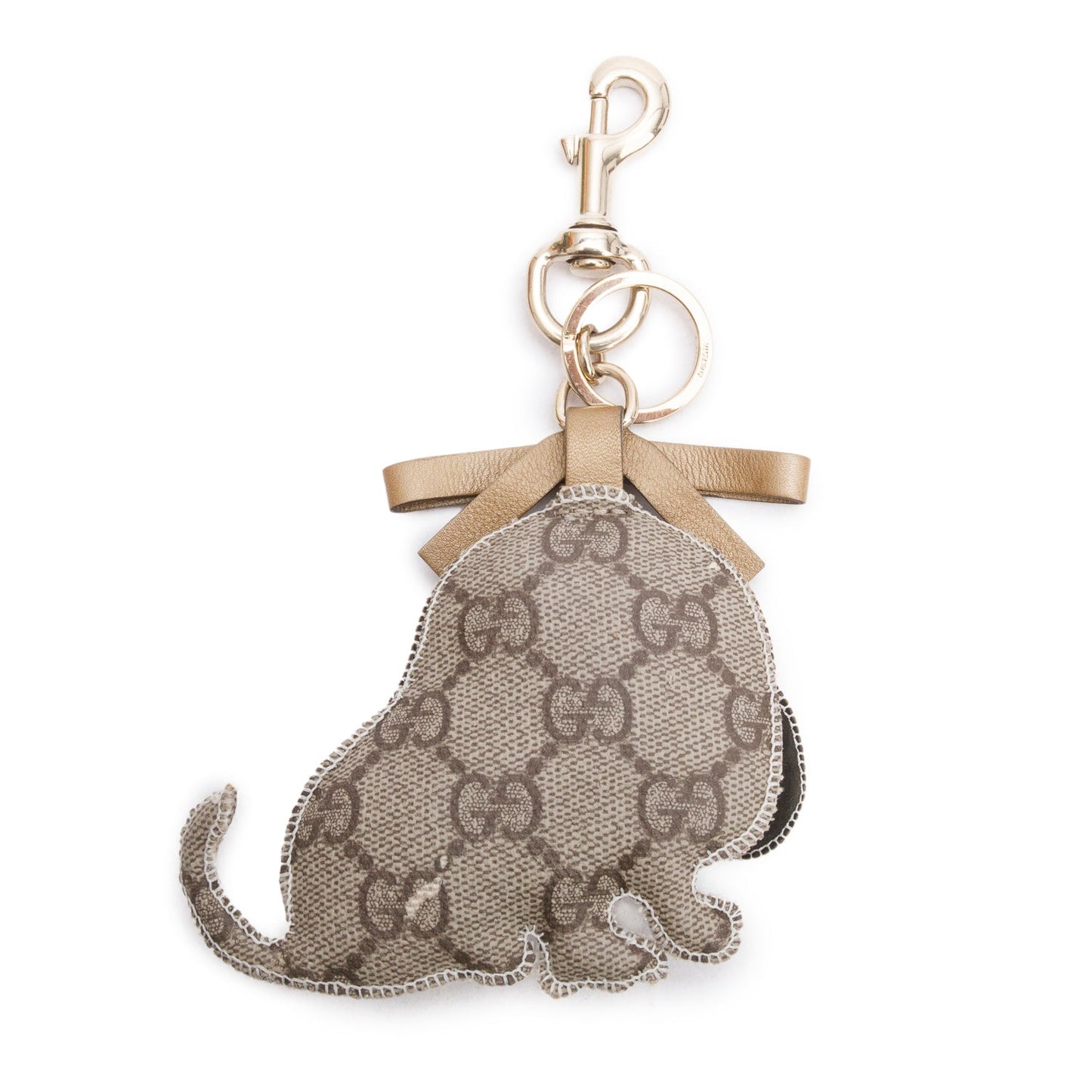 Gucci Gold Plated GG Supreme Sam Dog Bag Charm Key Chain