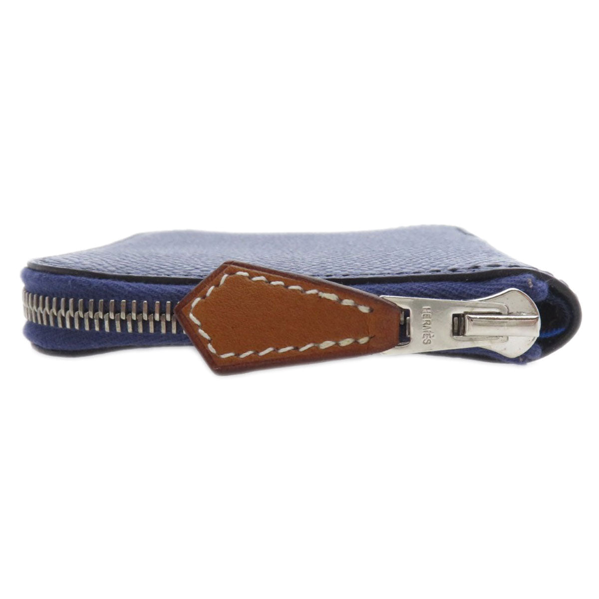 HERMES Coin case Epsom Navy Azap Silkin Mini Compact SilverMetal Women
