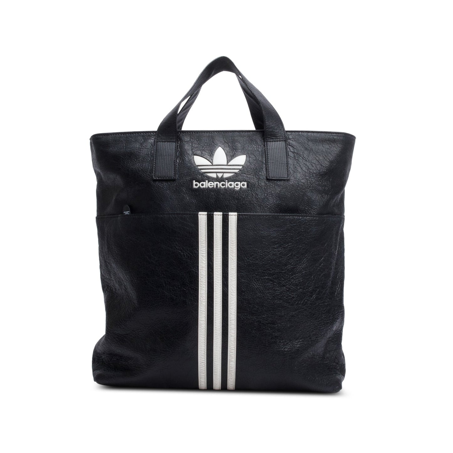 Balenciaga x Adidas Black Leather North-South Tote Bag