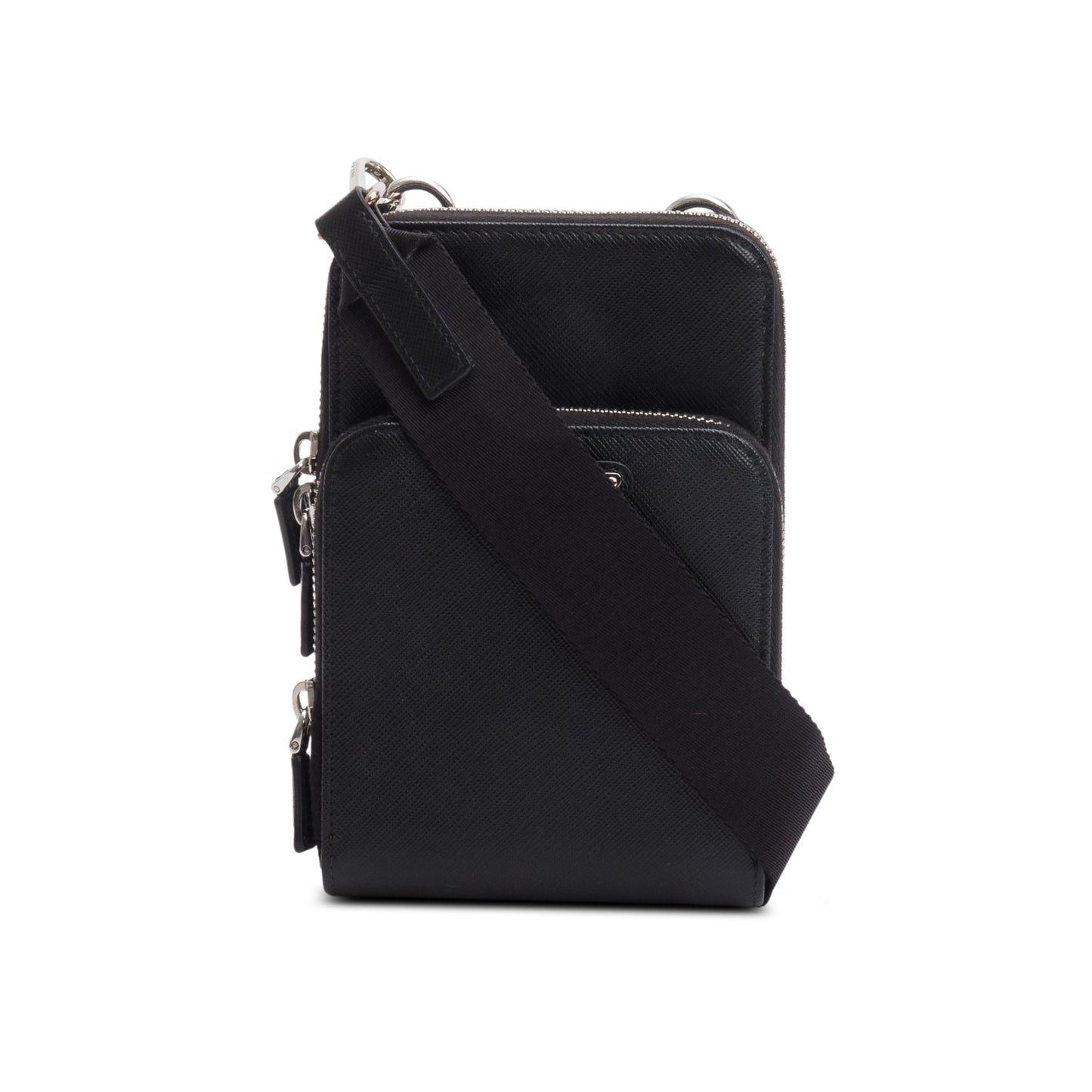 Prada Black Saffiano Leather Smartphone Case Crossbody Bag