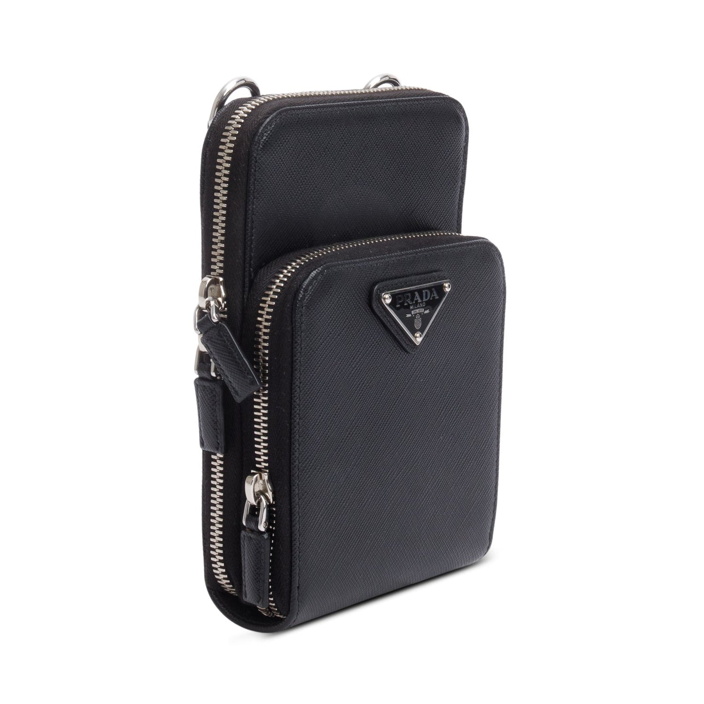 Prada Black Saffiano Leather Smartphone Case Crossbody Bag