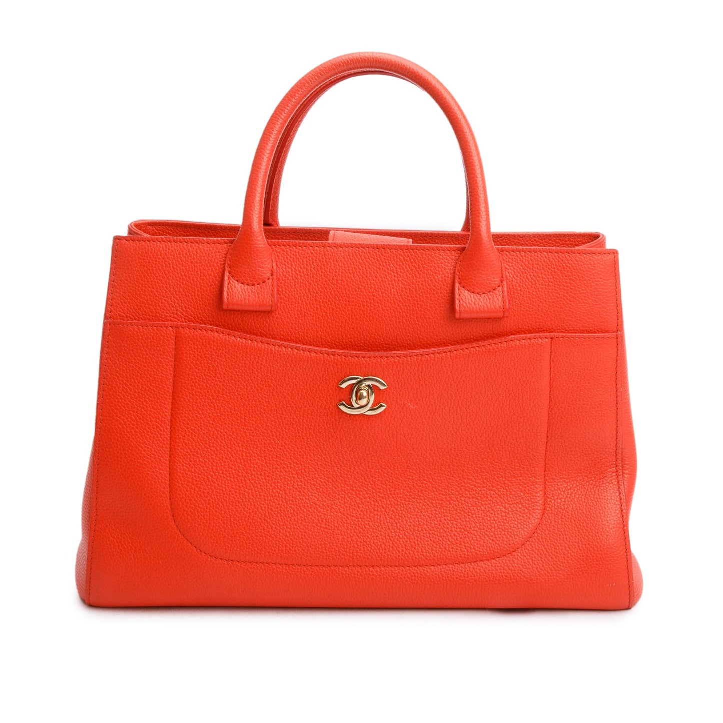 Chanel Red Grained Calfskin Small Neo Executive Shopper Tote