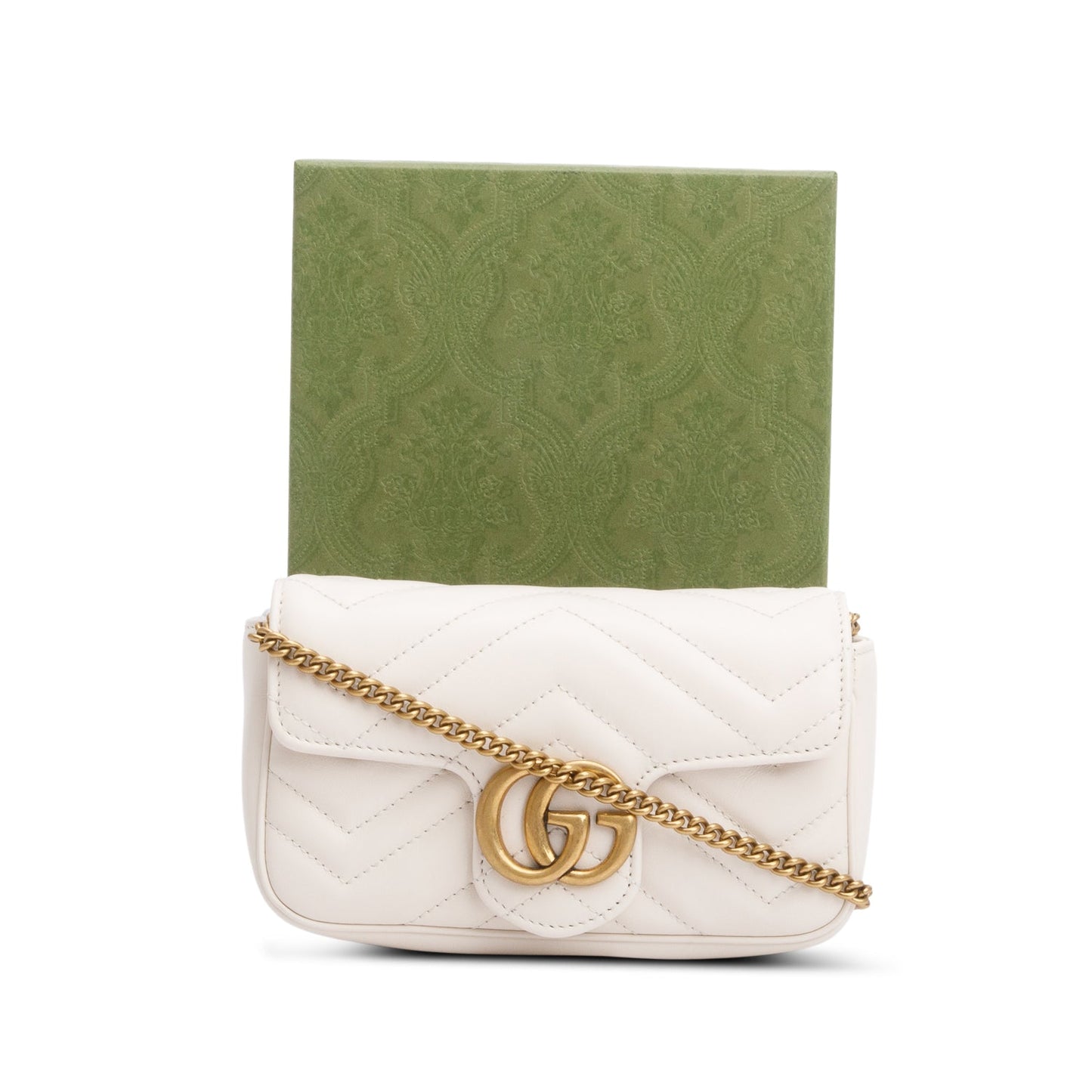 Gucci White GG Marmont Matelasse Leather Mini Shoulder Bag