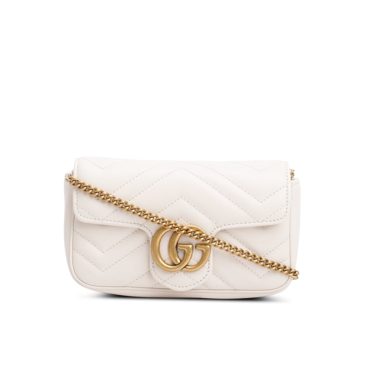 Gucci White GG Marmont Matelasse Leather Mini Shoulder Bag