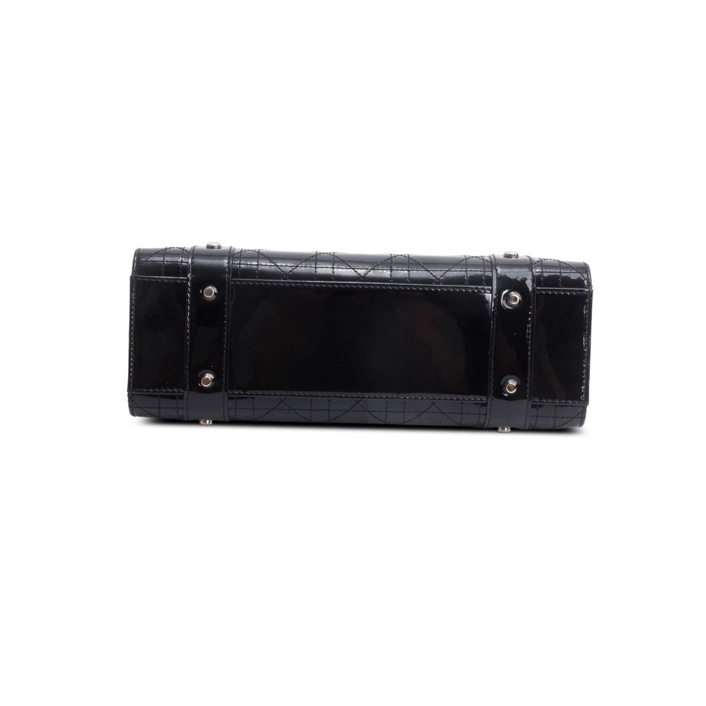 Christian Dior Vintage Black Patent Leather Cannage Calfskin Small East West Lady Dior
