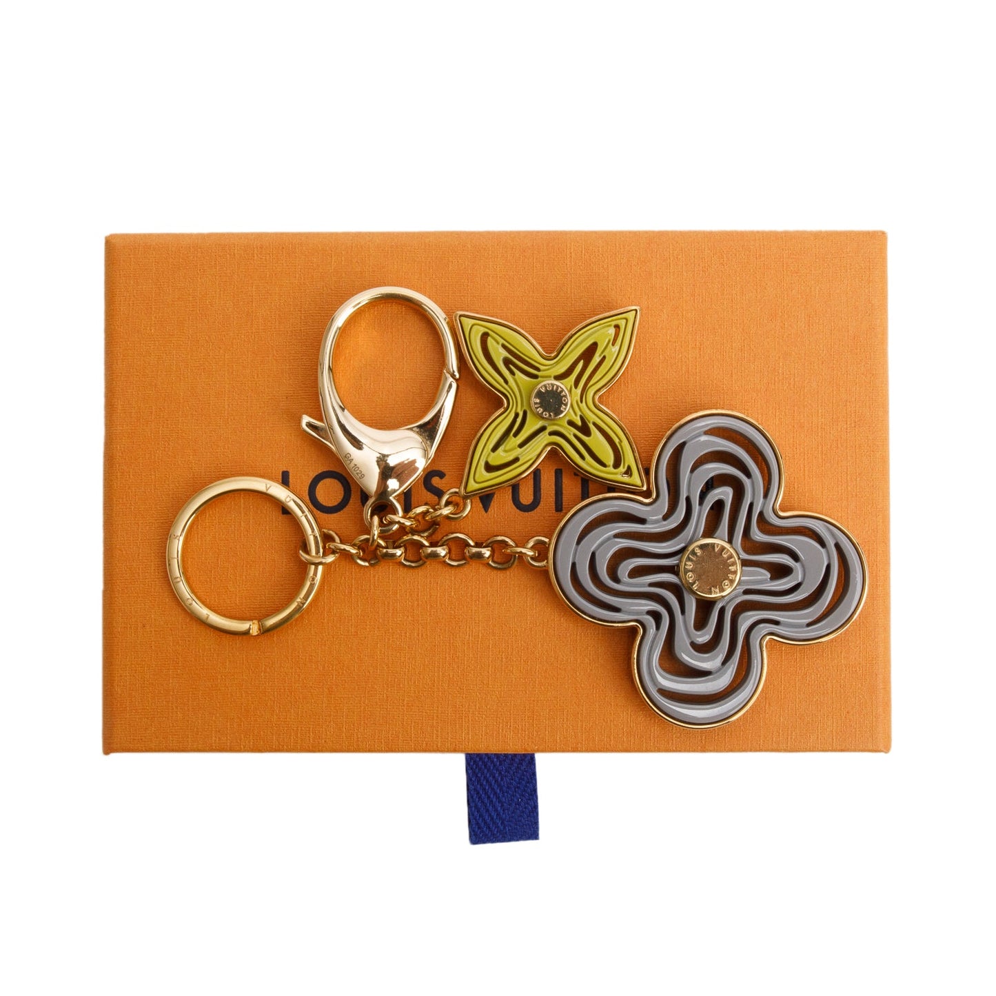 Louis Vuitton Gold-Tone Metal Grey/Green Resin Naif Bag Charm & Key Holder