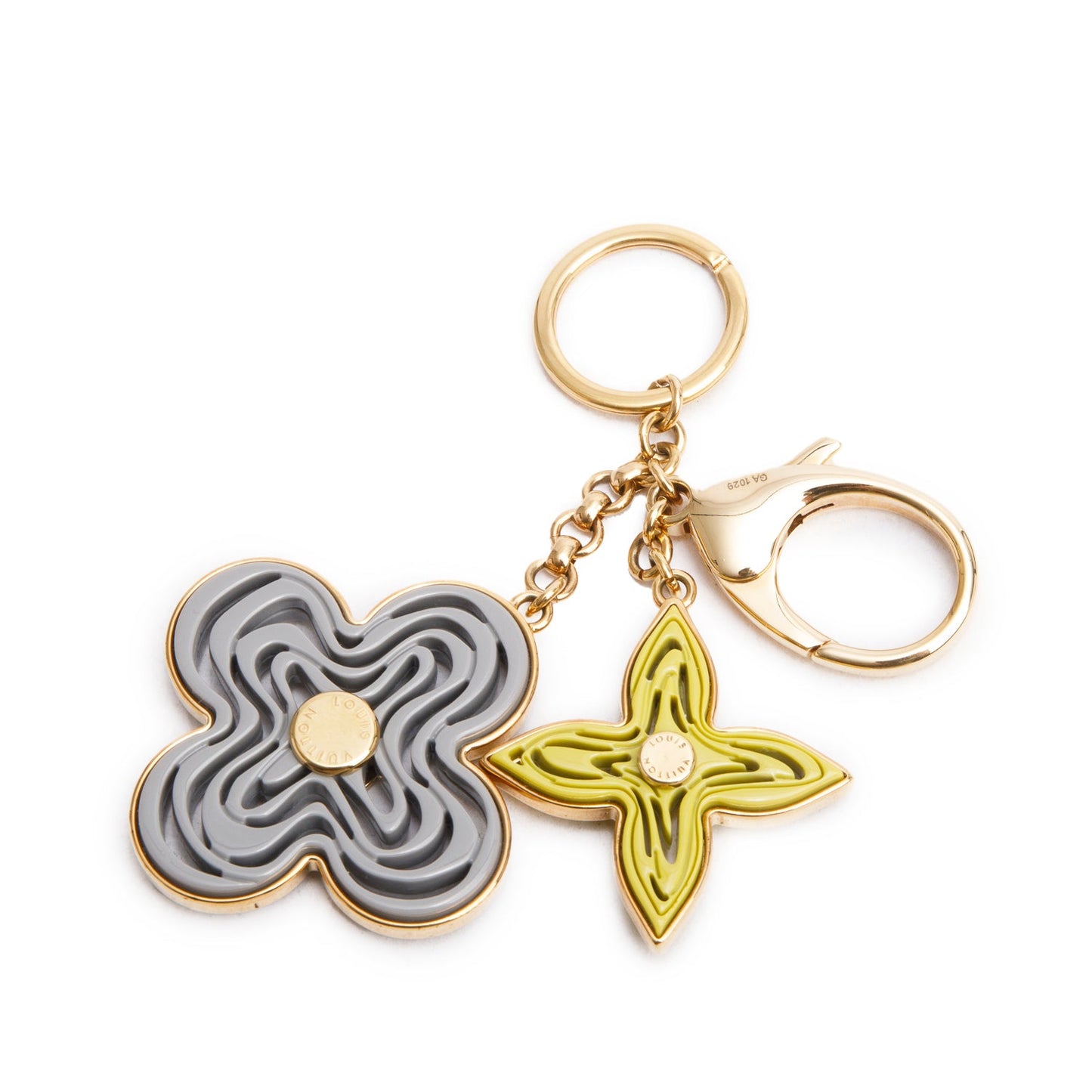 Louis Vuitton Gold-Tone Metal Grey/Green Resin Naif Bag Charm & Key Holder