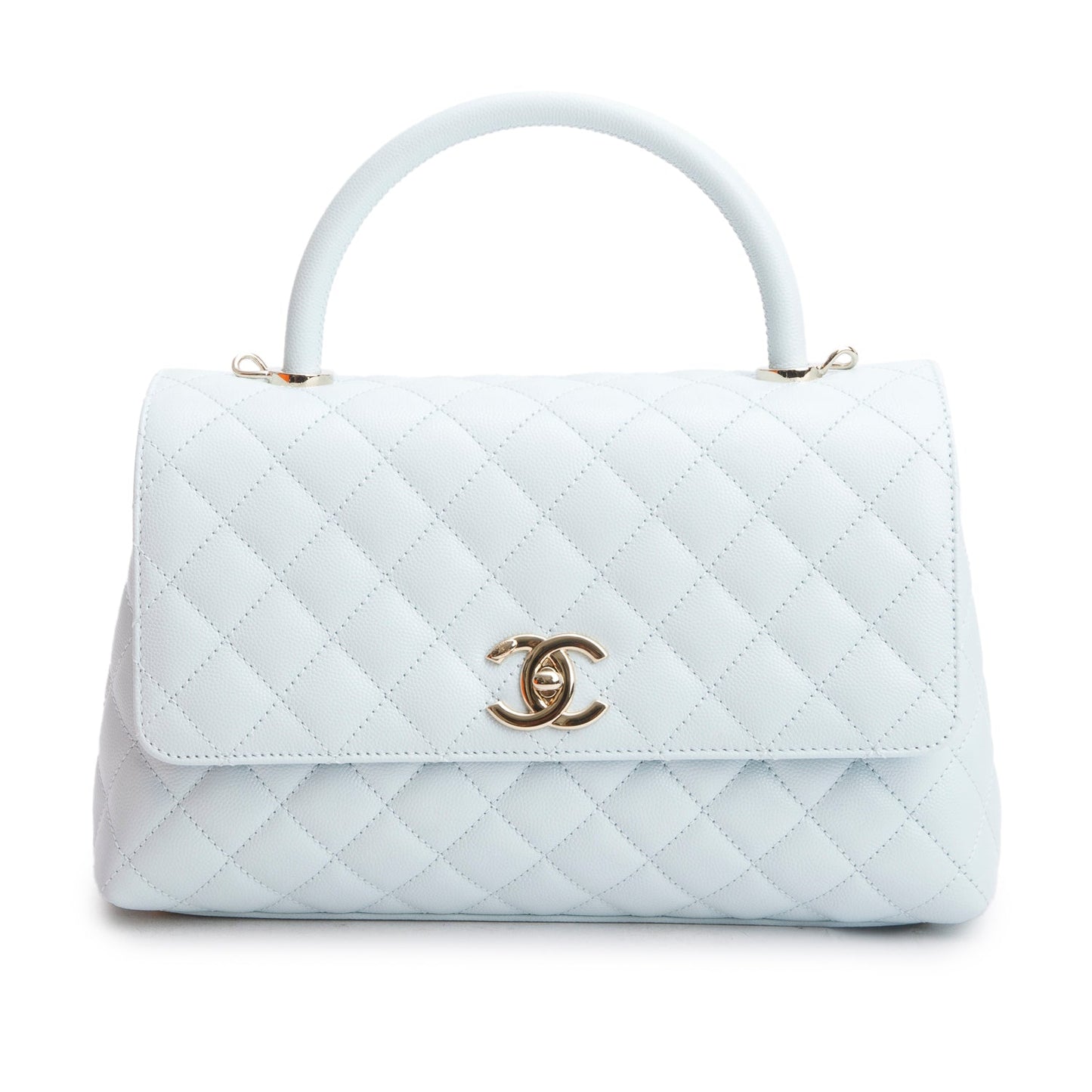 Chanel Blue Caviar Quilted Small Coco Handle Flap