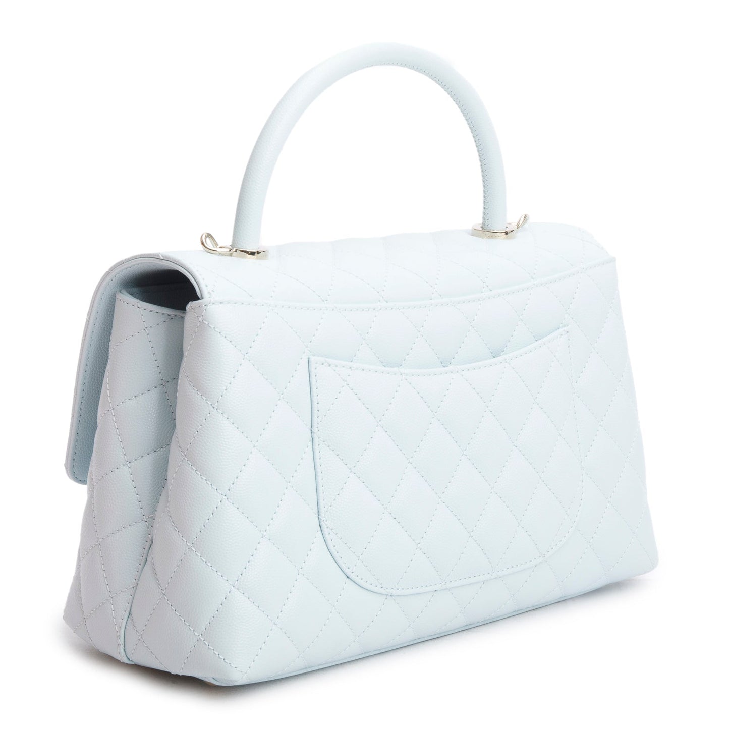 Chanel Blue Caviar Quilted Small Coco Handle Flap