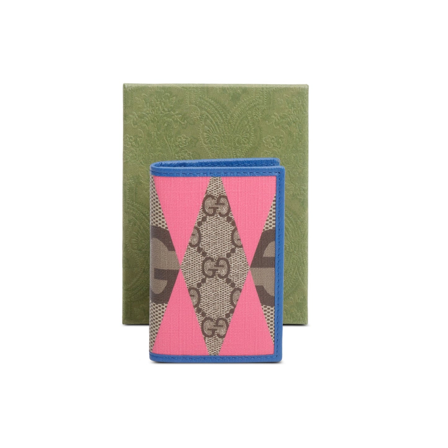Gucci GG Supreme Monogram Textured Dollar Calfskin Rhombus Print Card Case
