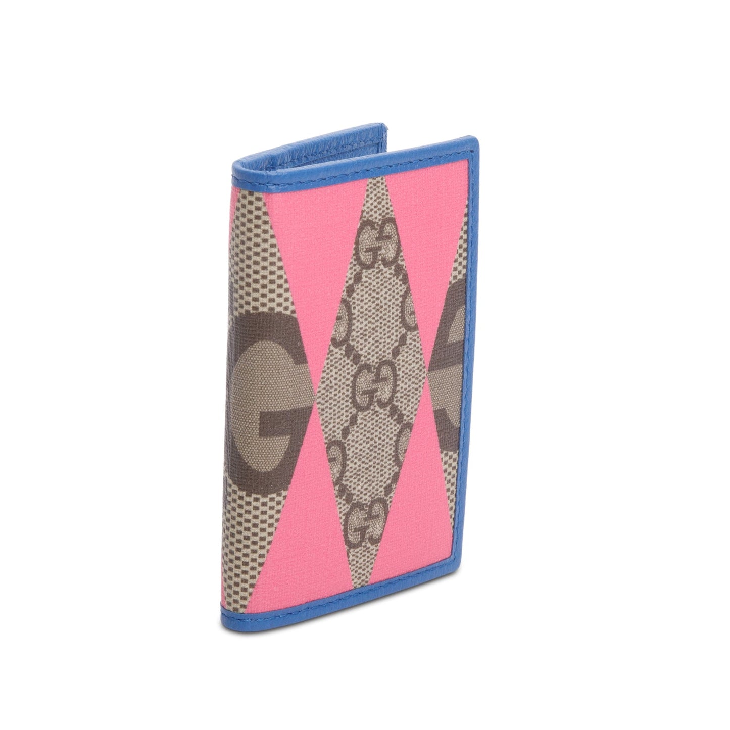 Gucci GG Supreme Monogram Textured Dollar Calfskin Rhombus Print Card Case