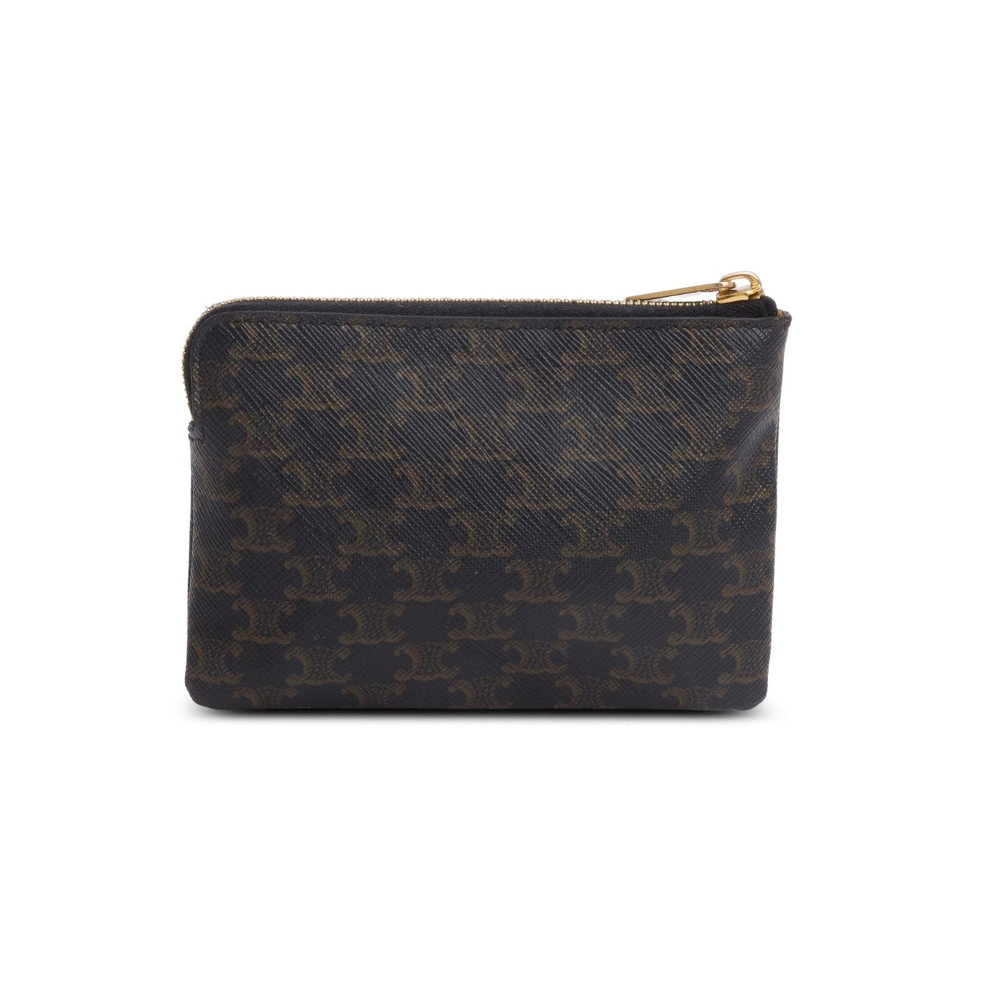 Celine 2024 Triomphe Canvas Logo Coin and Card Pouch with Hook