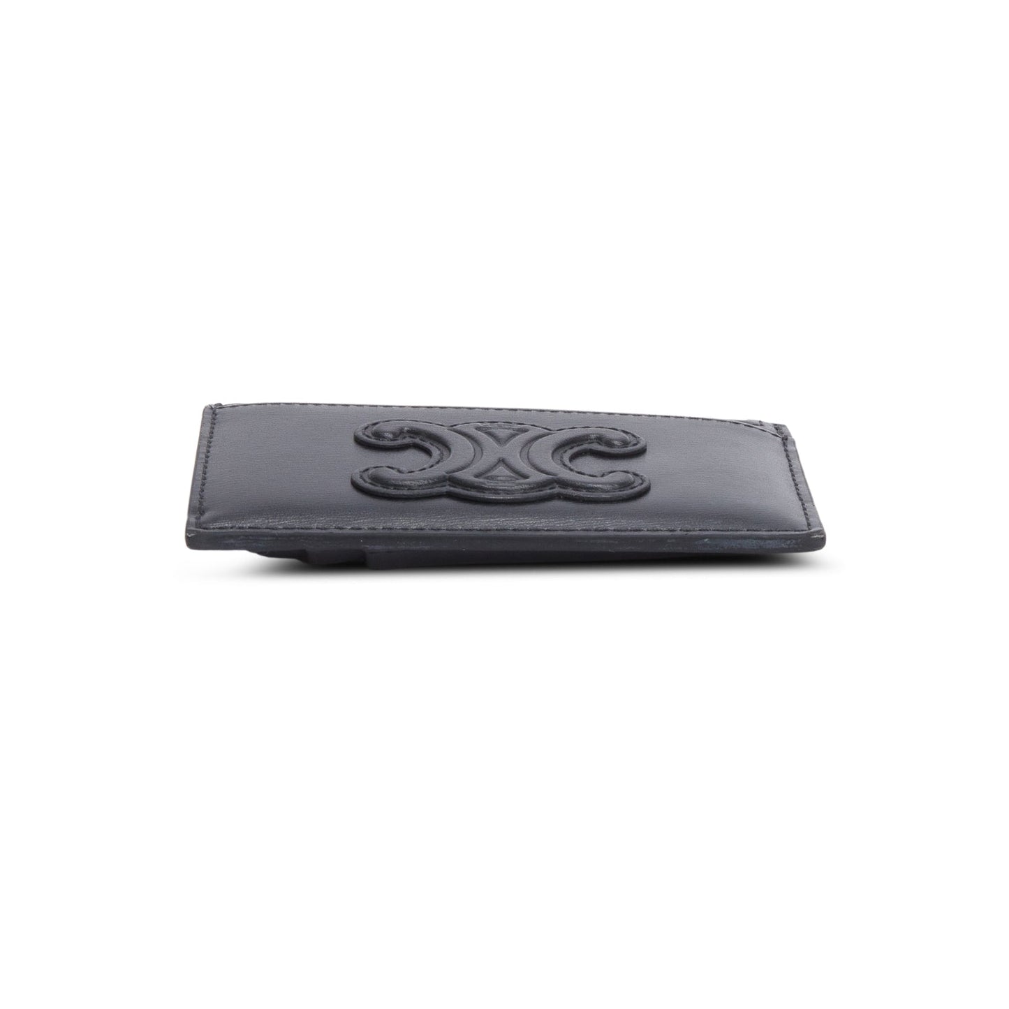 Celine 2023 Black Smooth Lambskin Triomphe Zipped Card Holder