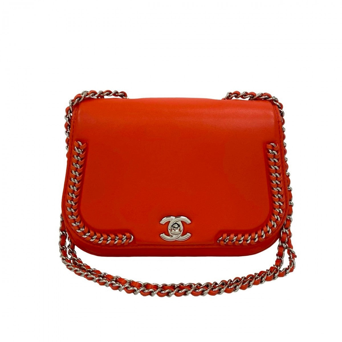 CHANEL Shoulder Bag leather Orange COCO Mark Women
