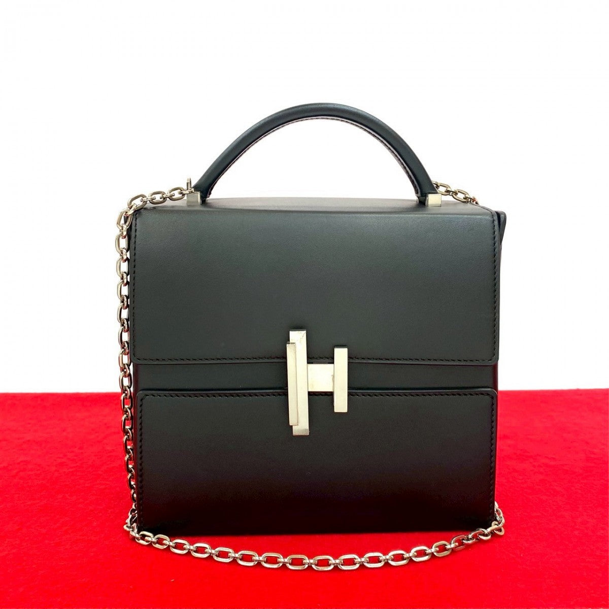 HERMES Shoulder Bag Box scarf black cinematic Women