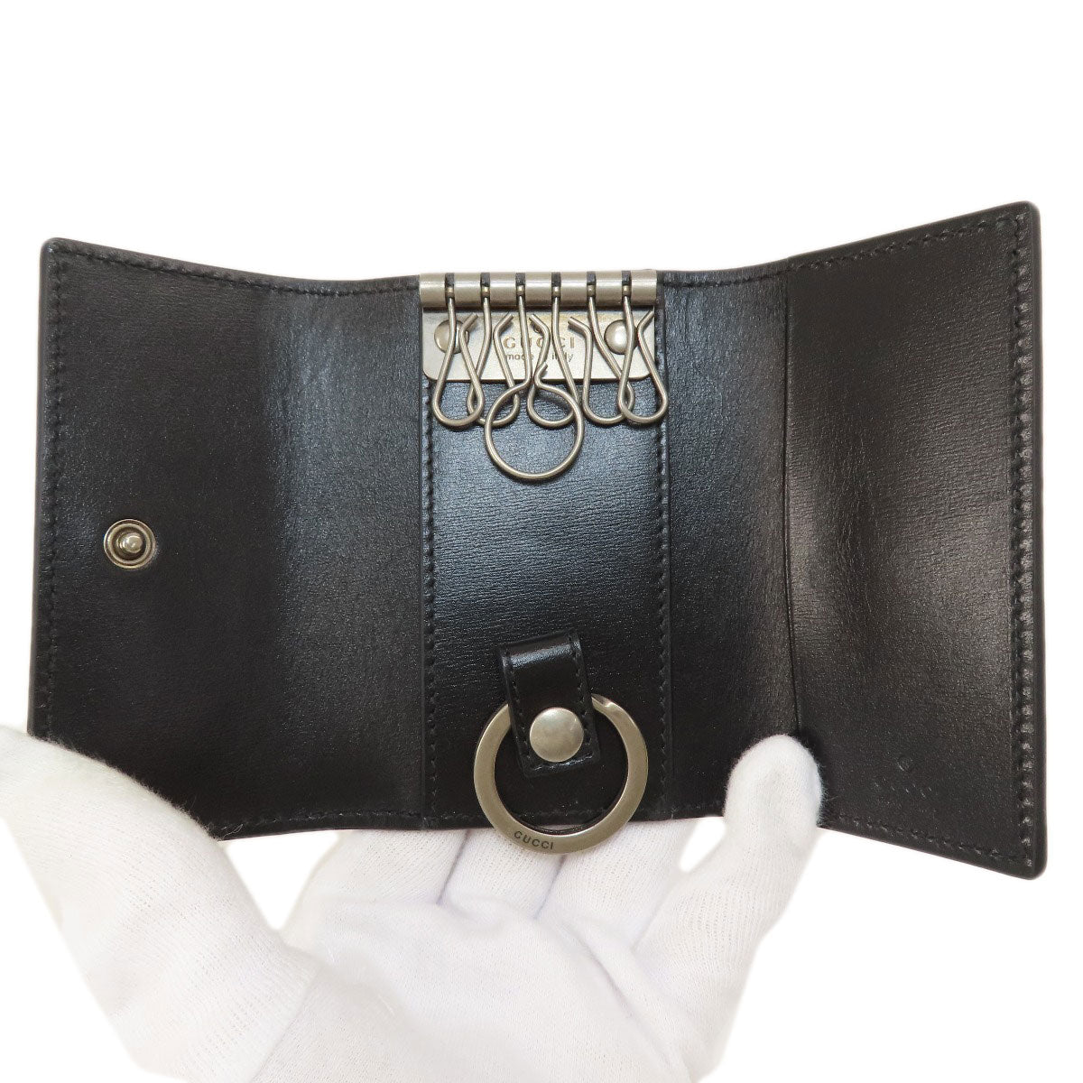 GUCCI Key case Key holder  435305 leather black logo Women(Unisex)