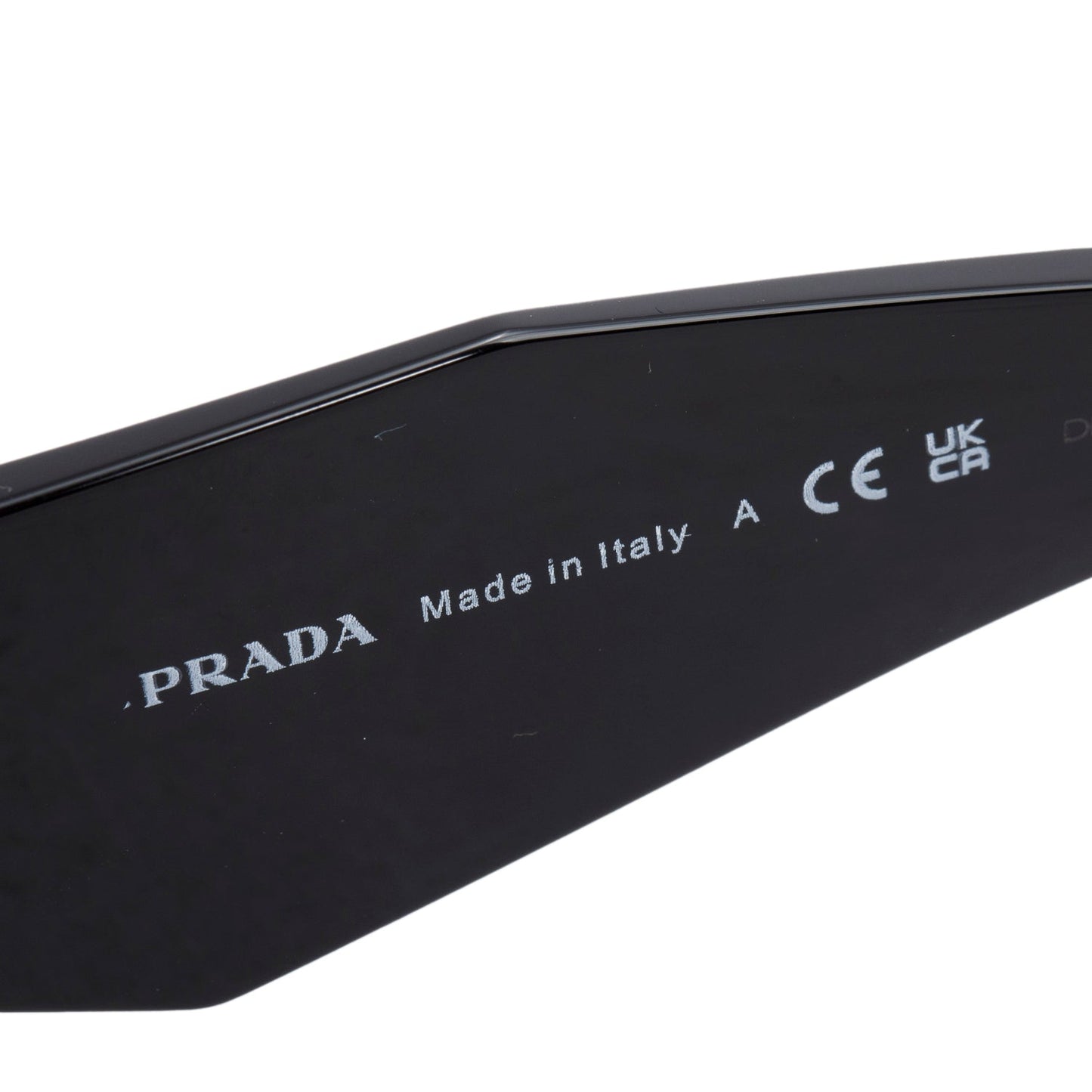 Prada SPR 17W Black Acetate Symbole Rectangular Sunglasses