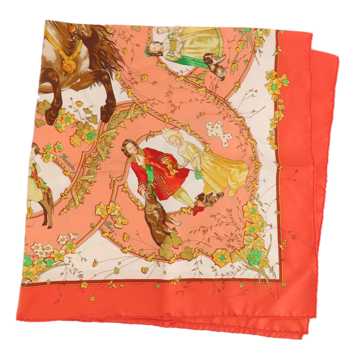 HERMES scarf silk Orange Carre90 LES PETITS PRINCES The Little Princes Women