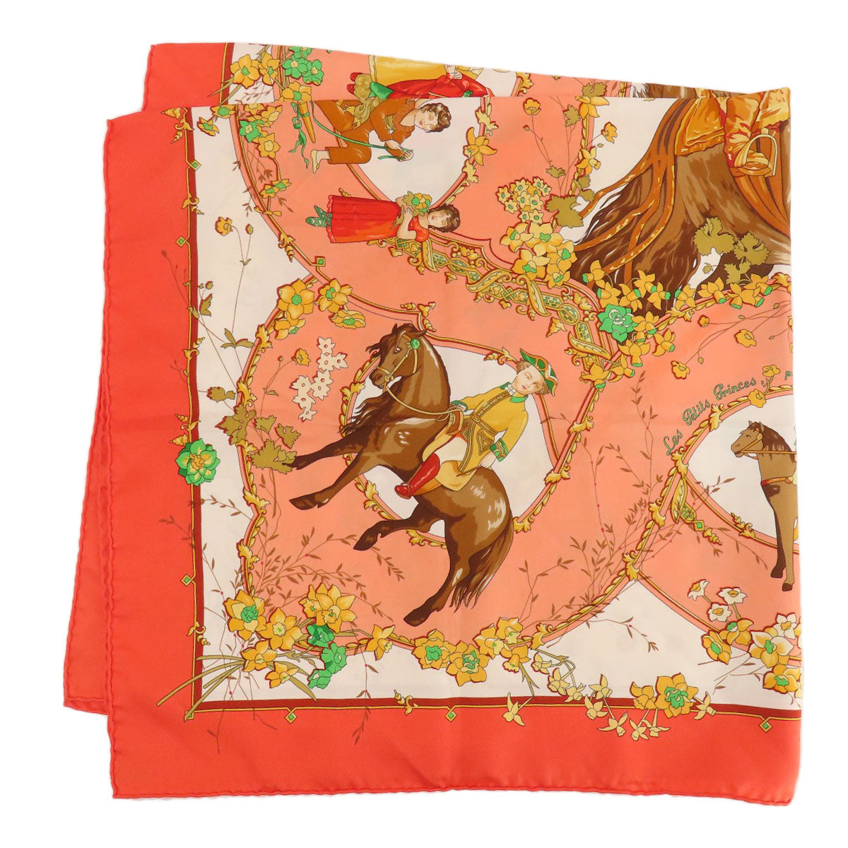 HERMES scarf silk Orange Carre90 LES PETITS PRINCES The Little Princes Women