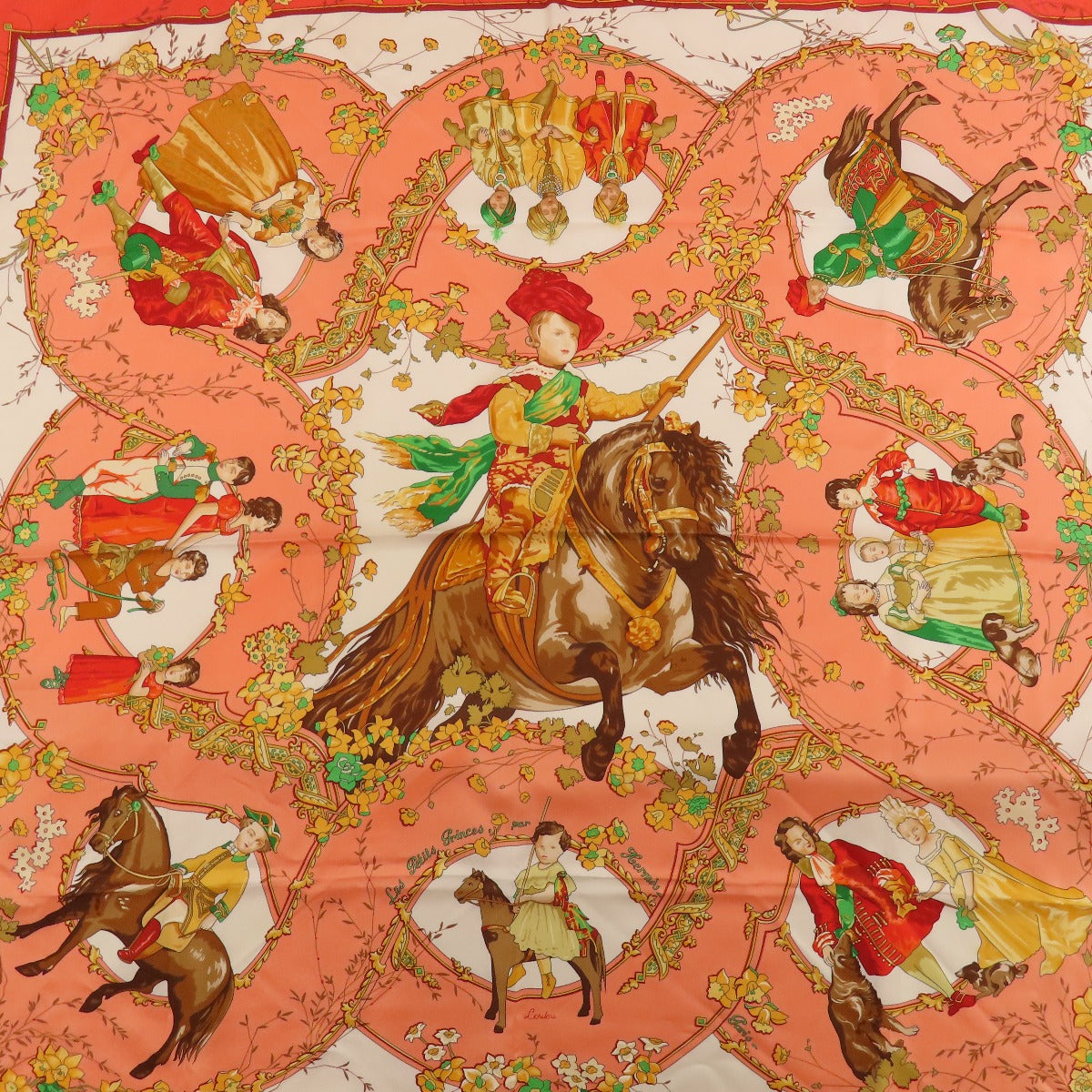 HERMES scarf silk Orange Carre90 LES PETITS PRINCES The Little Princes Women