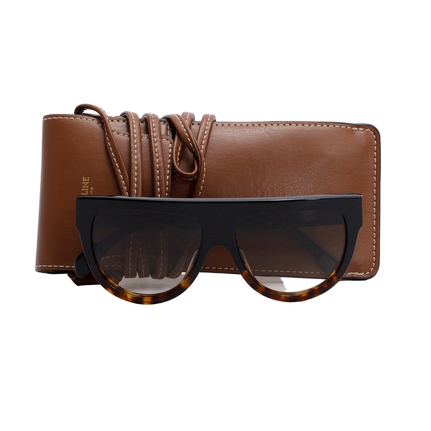Celine CL 41026/S Black/Havana Acetate Shadow Sunglasses