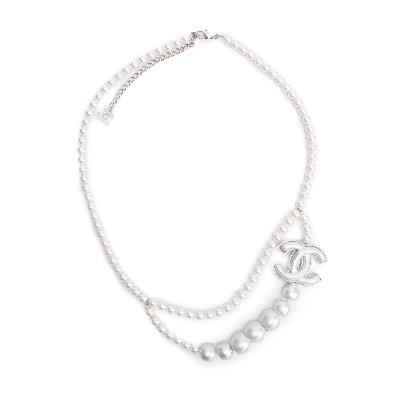 Chanel 2025 Palladium-Plated Faux Pearl CC Belt