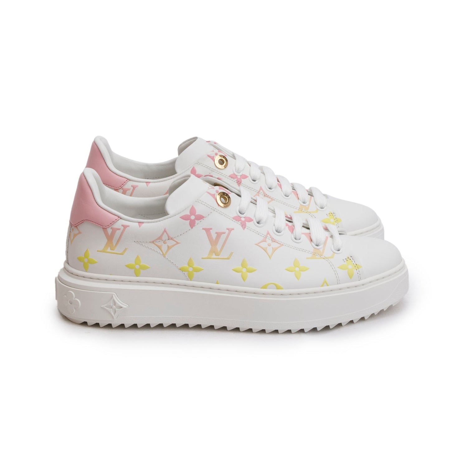 Louis Vuitton 2020 White/Pink Monogram By The Pool Time Out Sneakers, Size 38